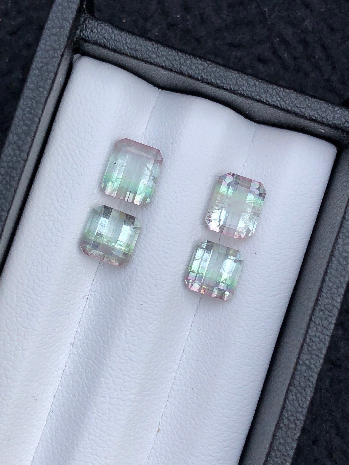 Bi colour tourmaline pairs 6.85 carats