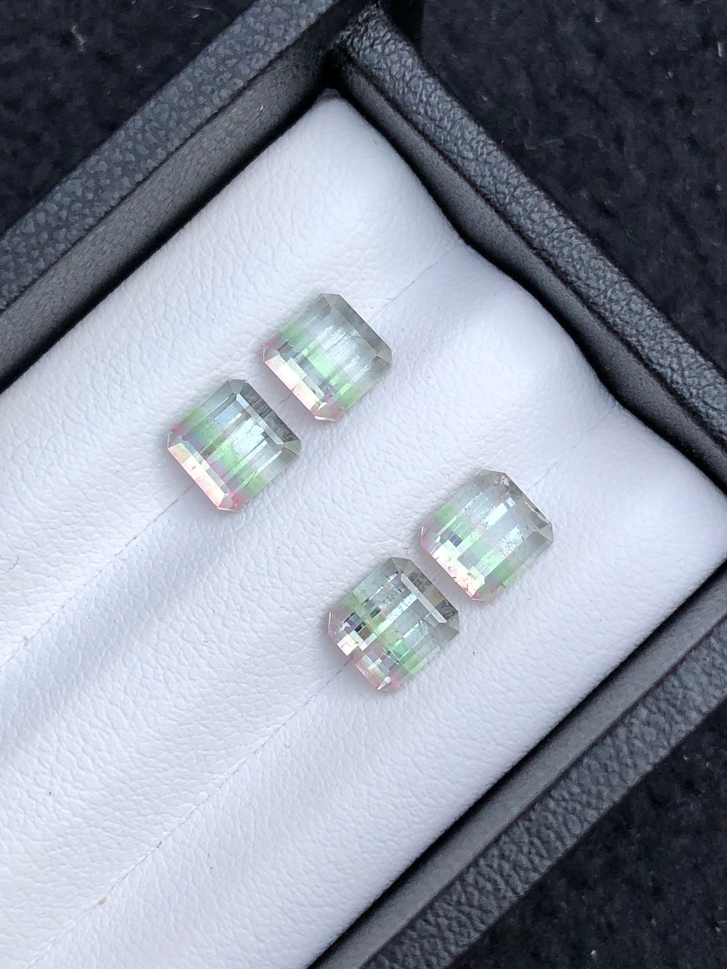 Bi colour tourmaline pairs 6.85 carats