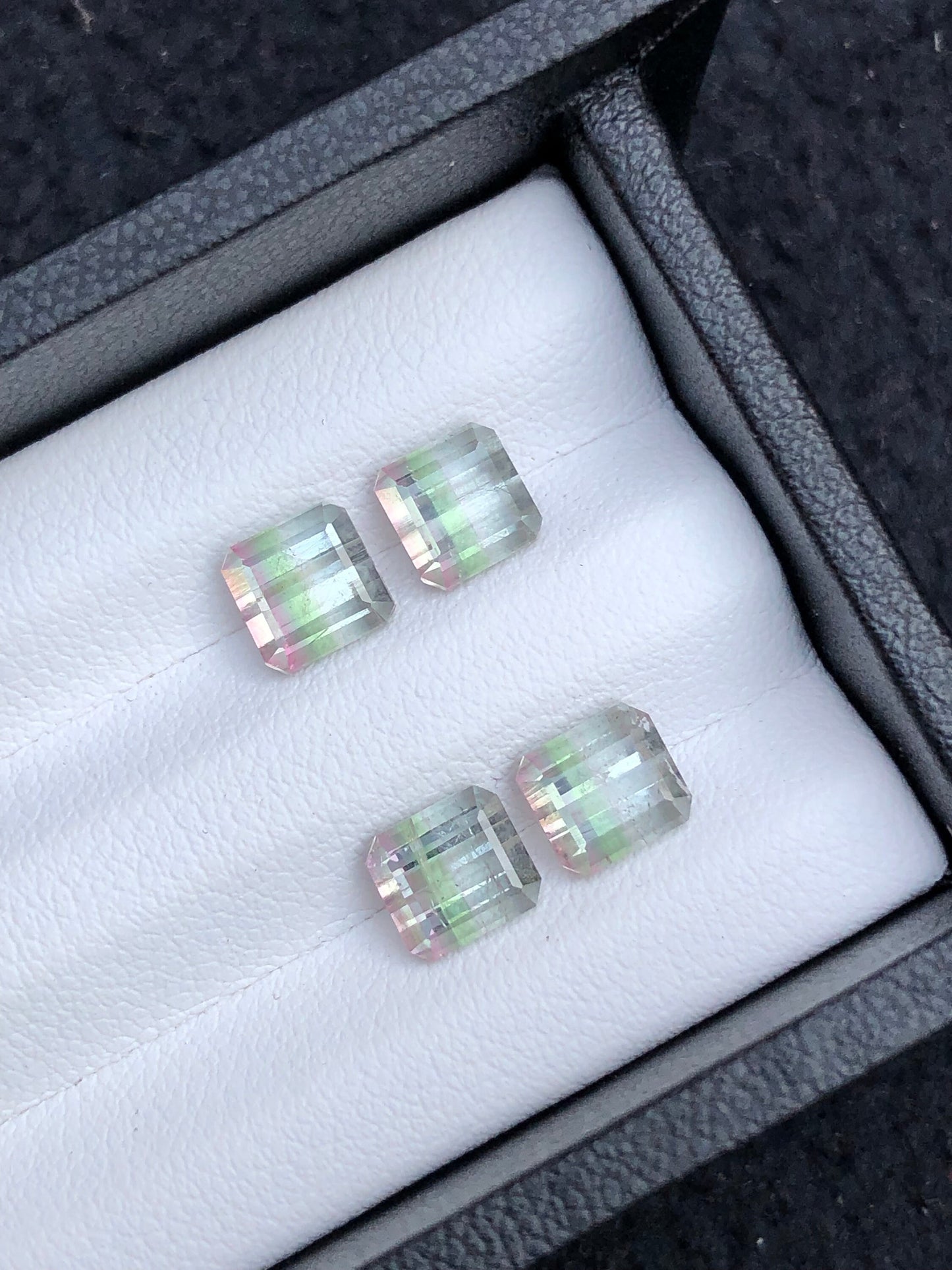 Bi colour tourmaline pairs 6.85 carats