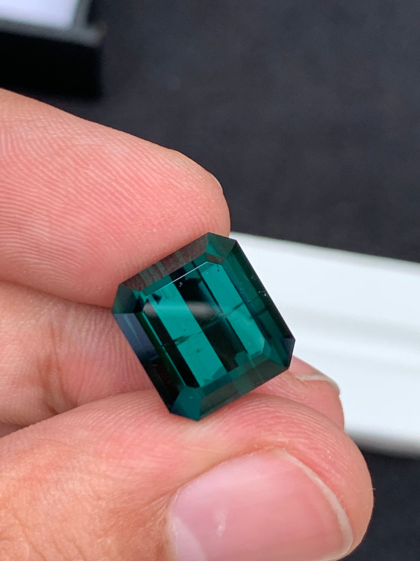 11.80 ct faceted dark green tourmaline dimension:14*12*9mm