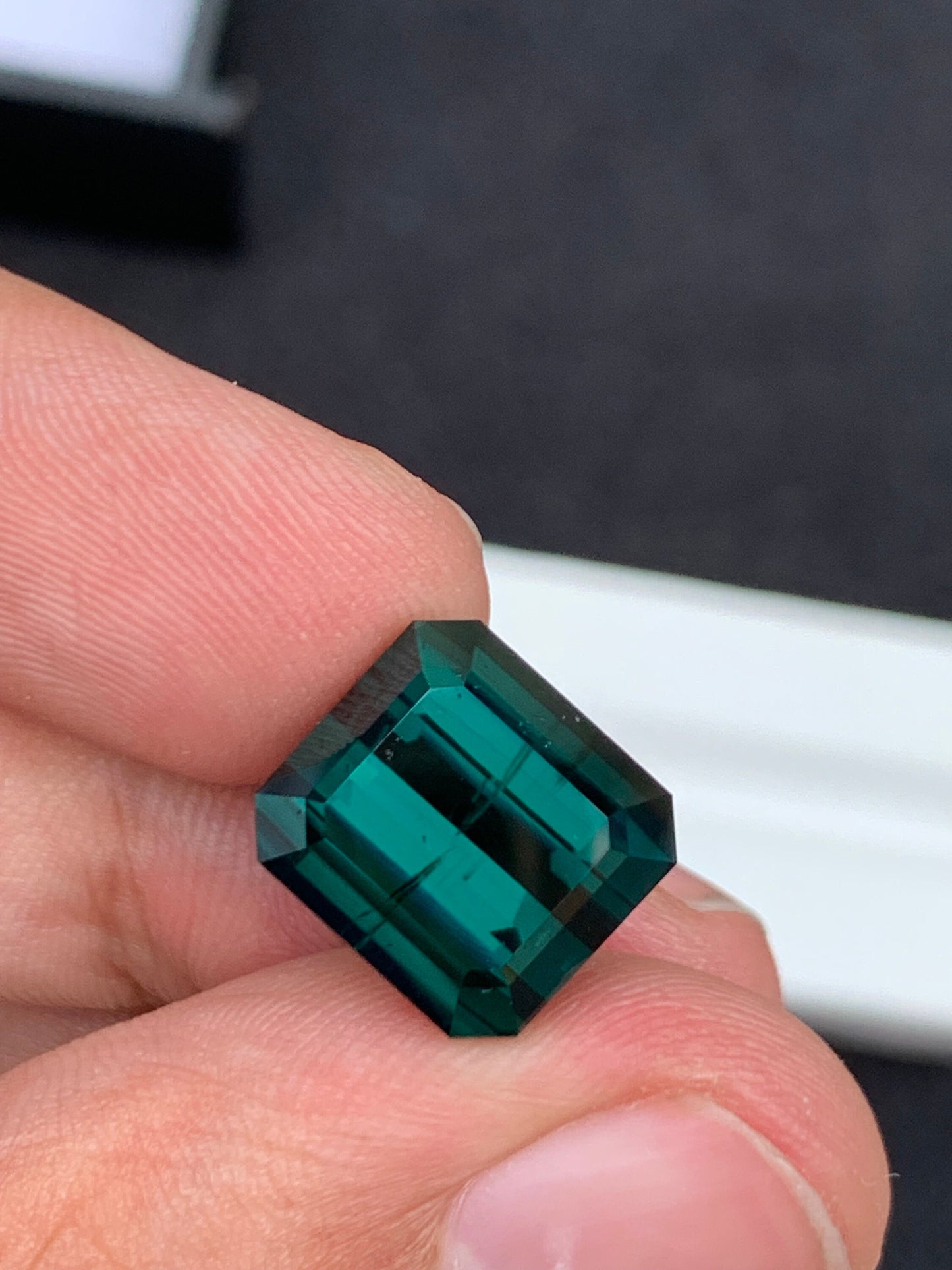 11.80 ct faceted dark green tourmaline dimension:14*12*9mm