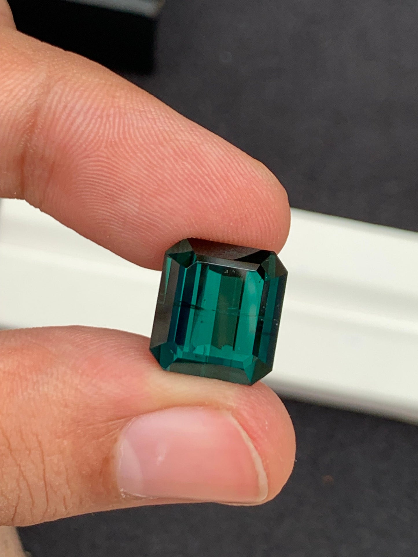 11.80 ct faceted dark green tourmaline dimension:14*12*9mm