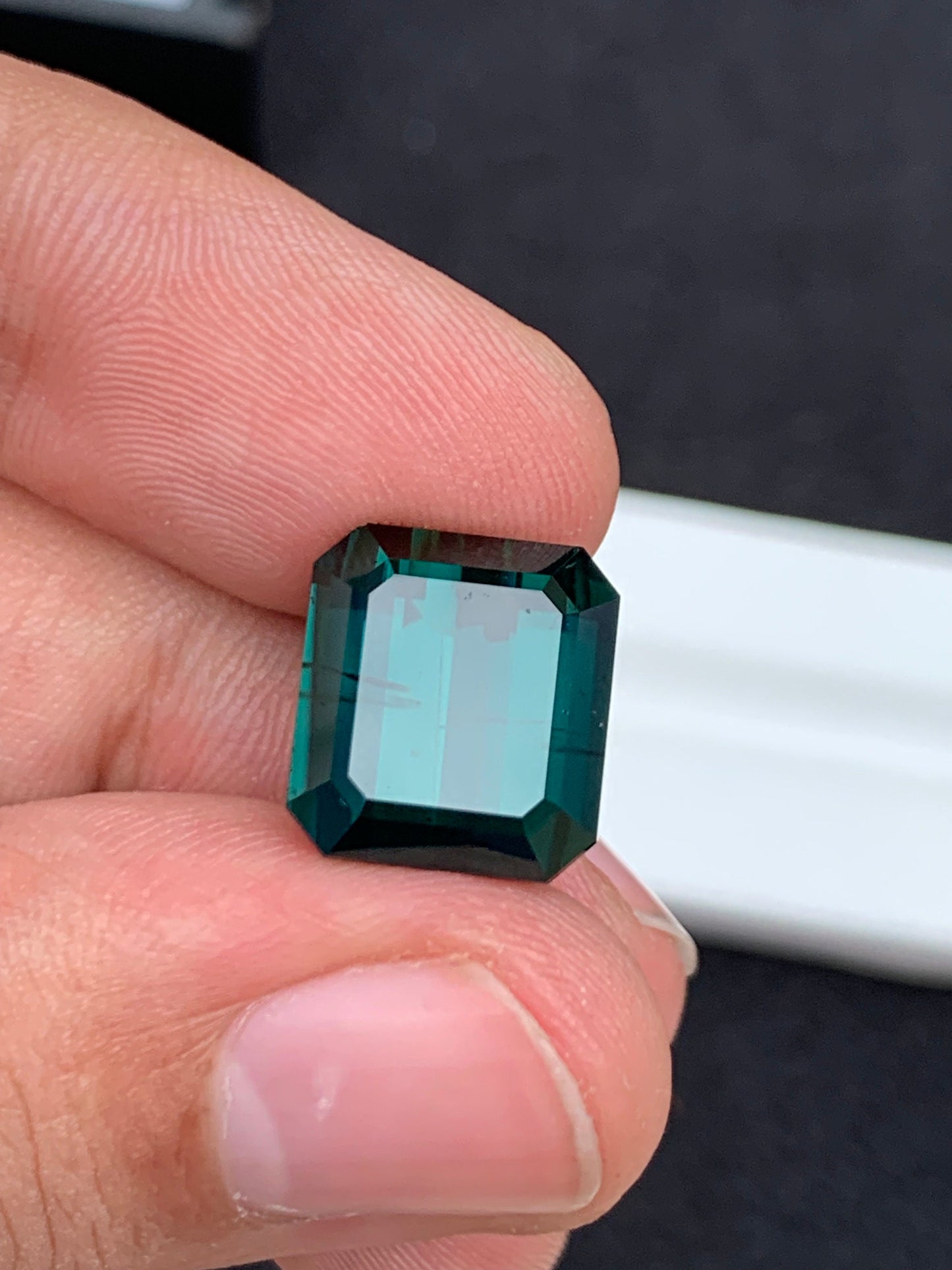 11.80 ct faceted dark green tourmaline dimension:14*12*9mm