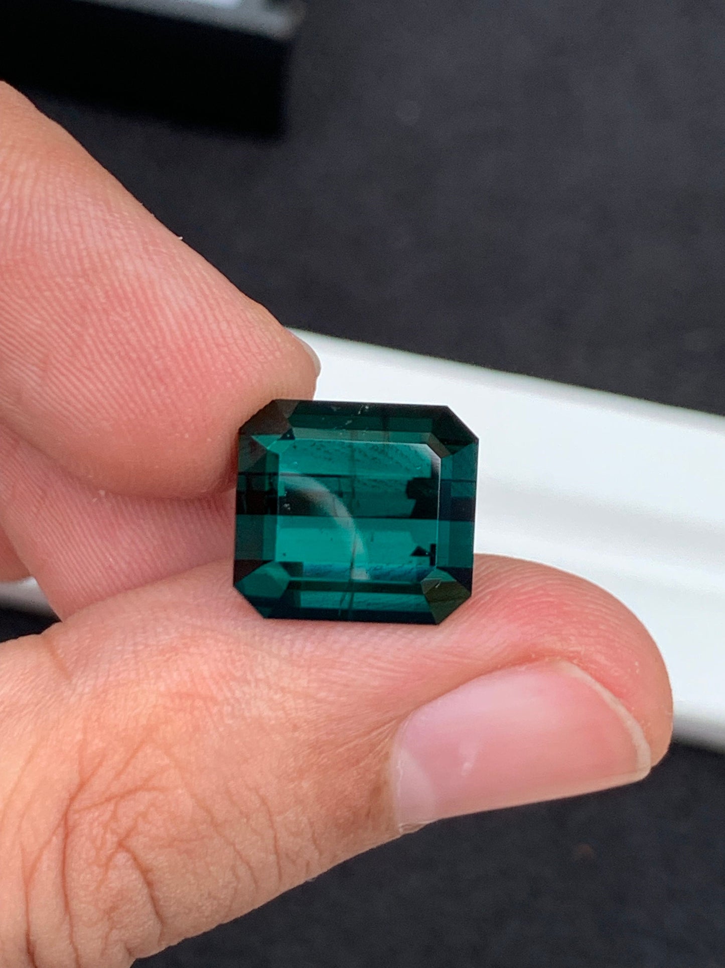 11.80 ct faceted dark green tourmaline dimension:14*12*9mm