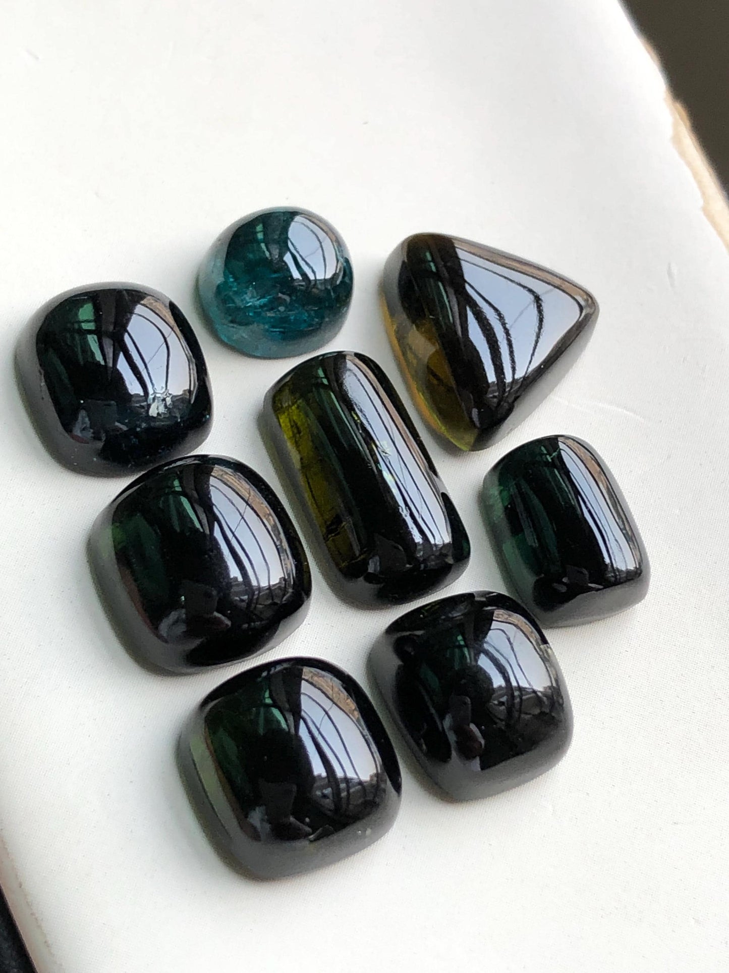 59.60 carats Dark green tourmaline cabochons lot origin Afghanistan kunar mine