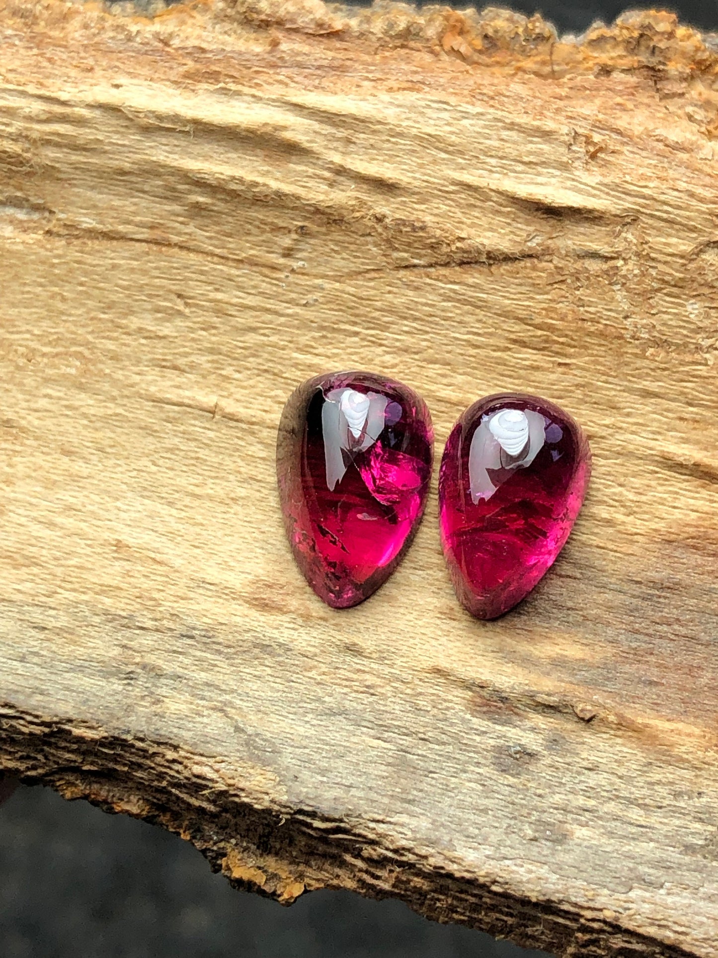 Natural pink tourmaline pair cabochon 6.50 carats