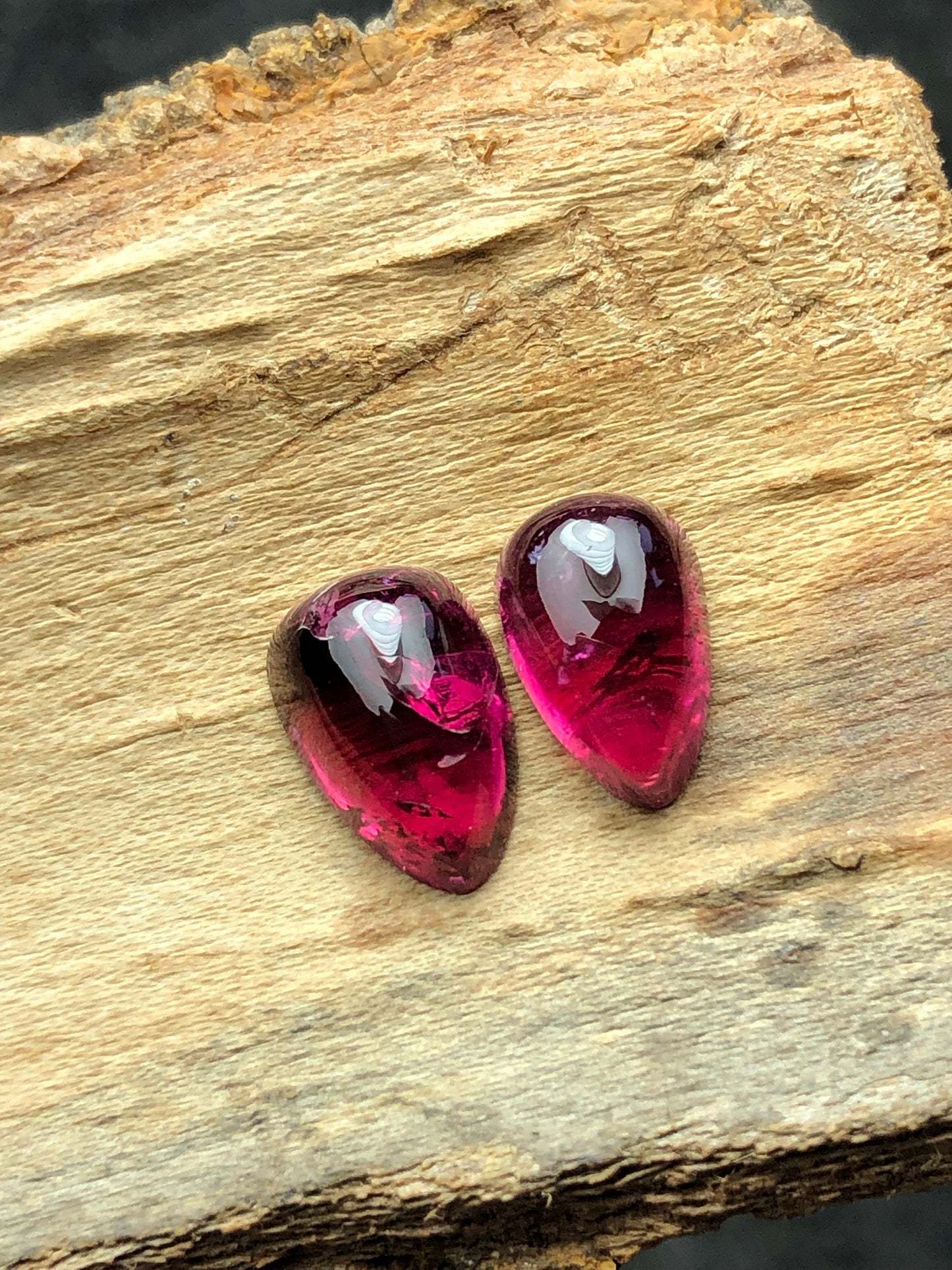 Natural pink tourmaline pair cabochon 6.50 carats