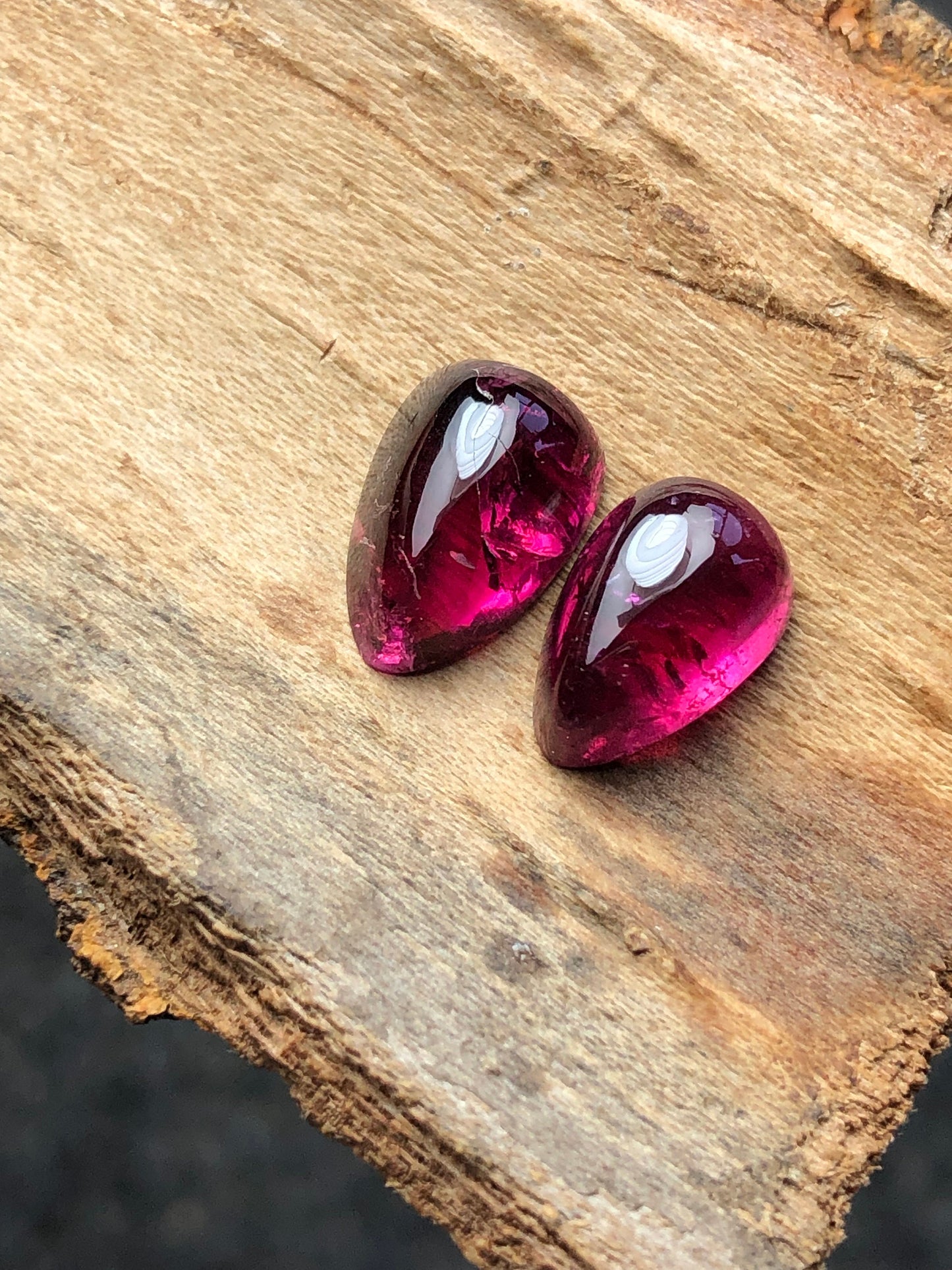 Natural pink tourmaline pair cabochon 6.50 carats