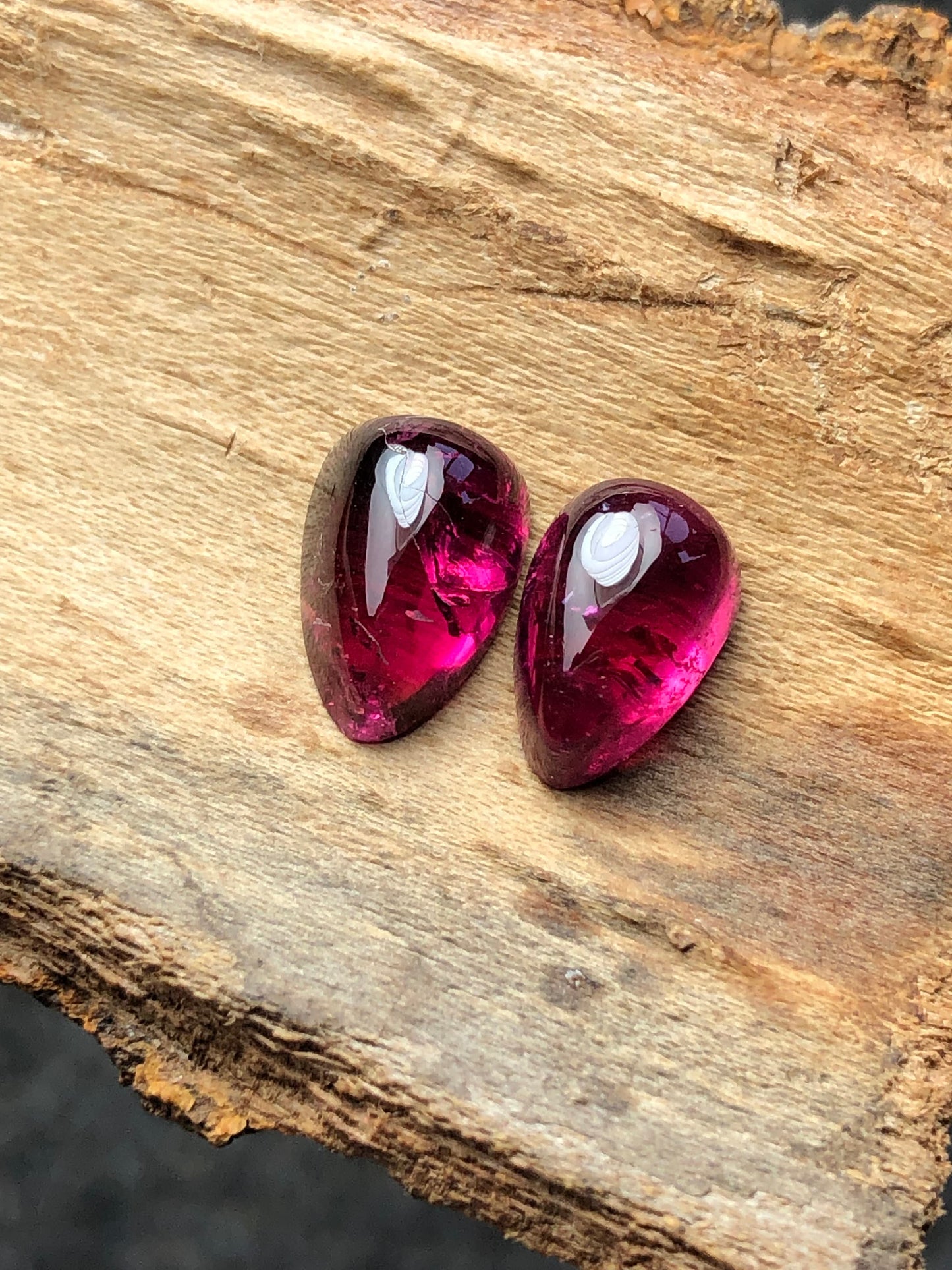 Natural pink tourmaline pair cabochon 6.50 carats