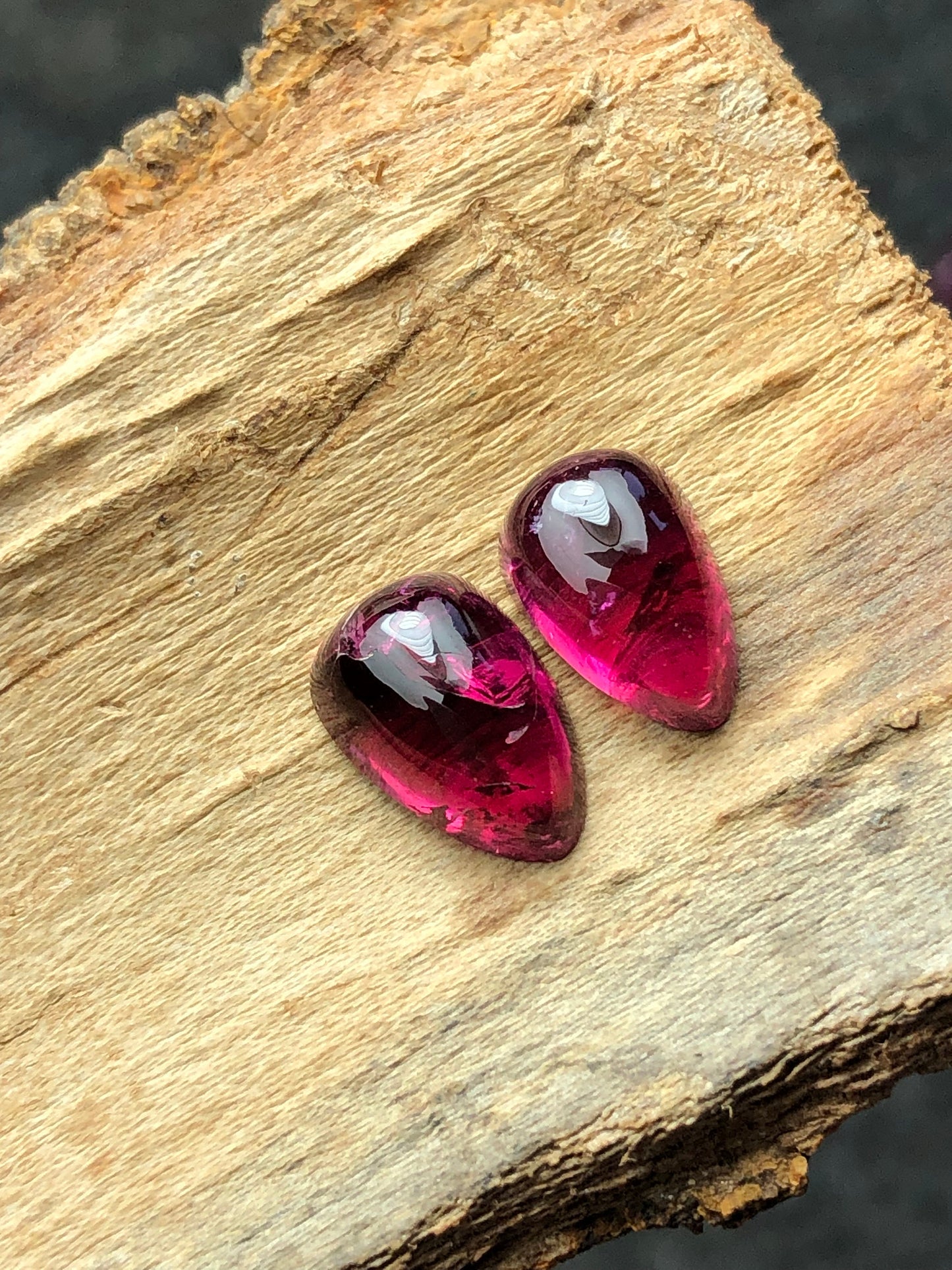 Natural pink tourmaline pair cabochon 6.50 carats