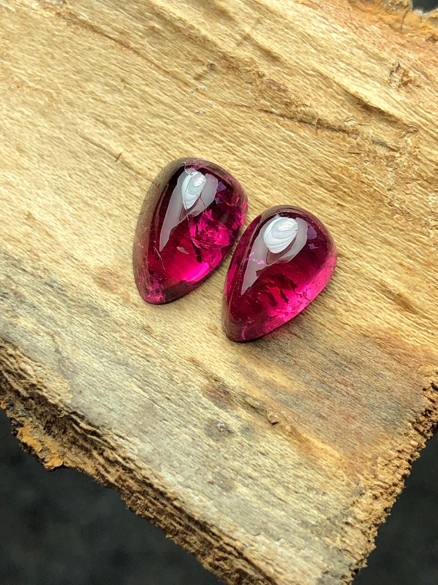 Natural pink tourmaline pair cabochon 6.50 carats