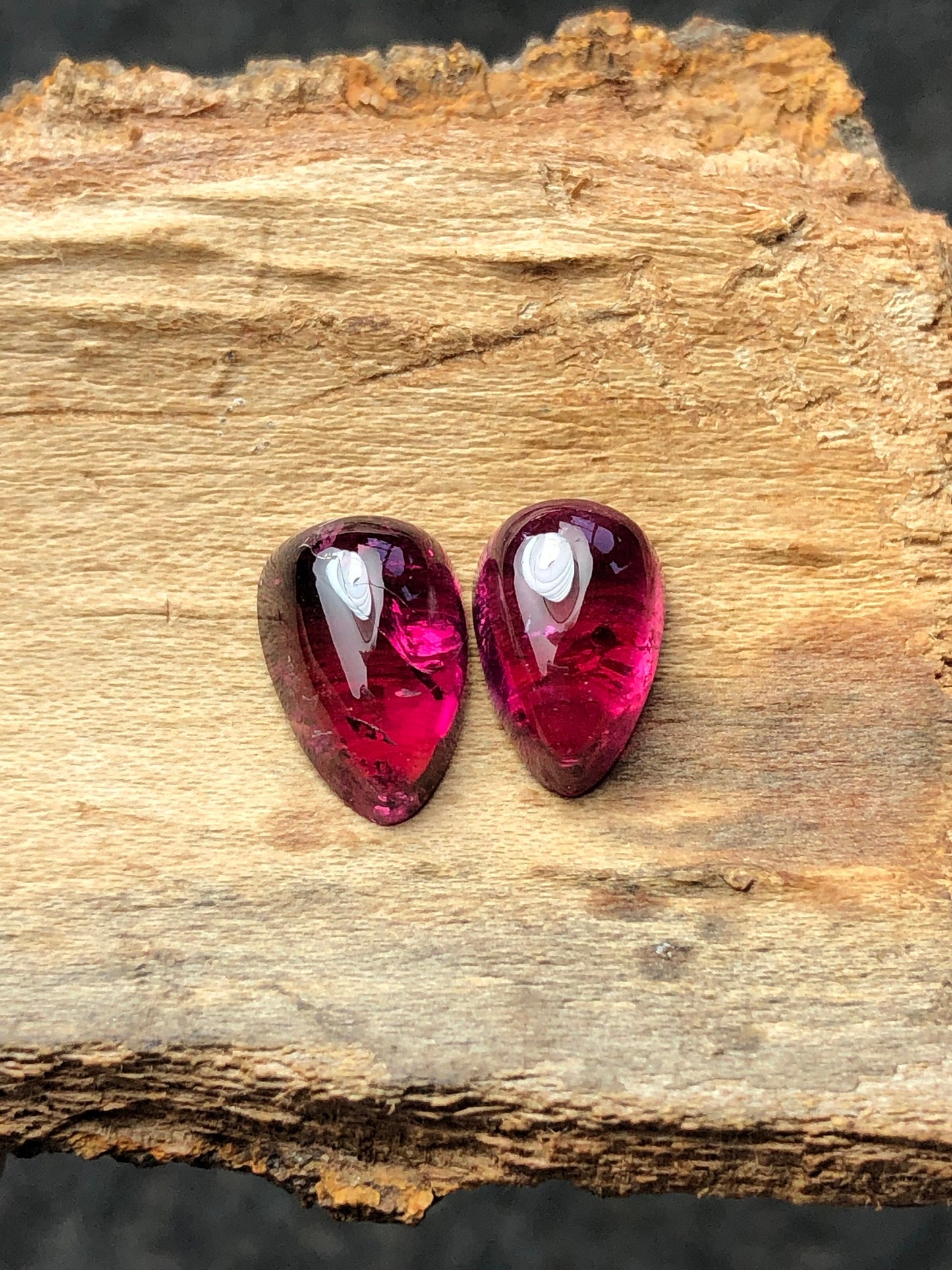 Natural pink tourmaline pair cabochon 6.50 carats