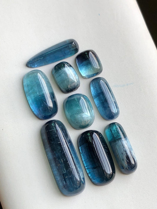 19.60 cts indicolite tourmaline cabochons flat back 6mm to 17.5mm