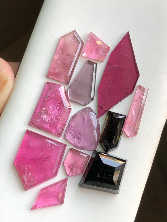 39.70 cts geometry shapes pink tourmaline rose cut lot