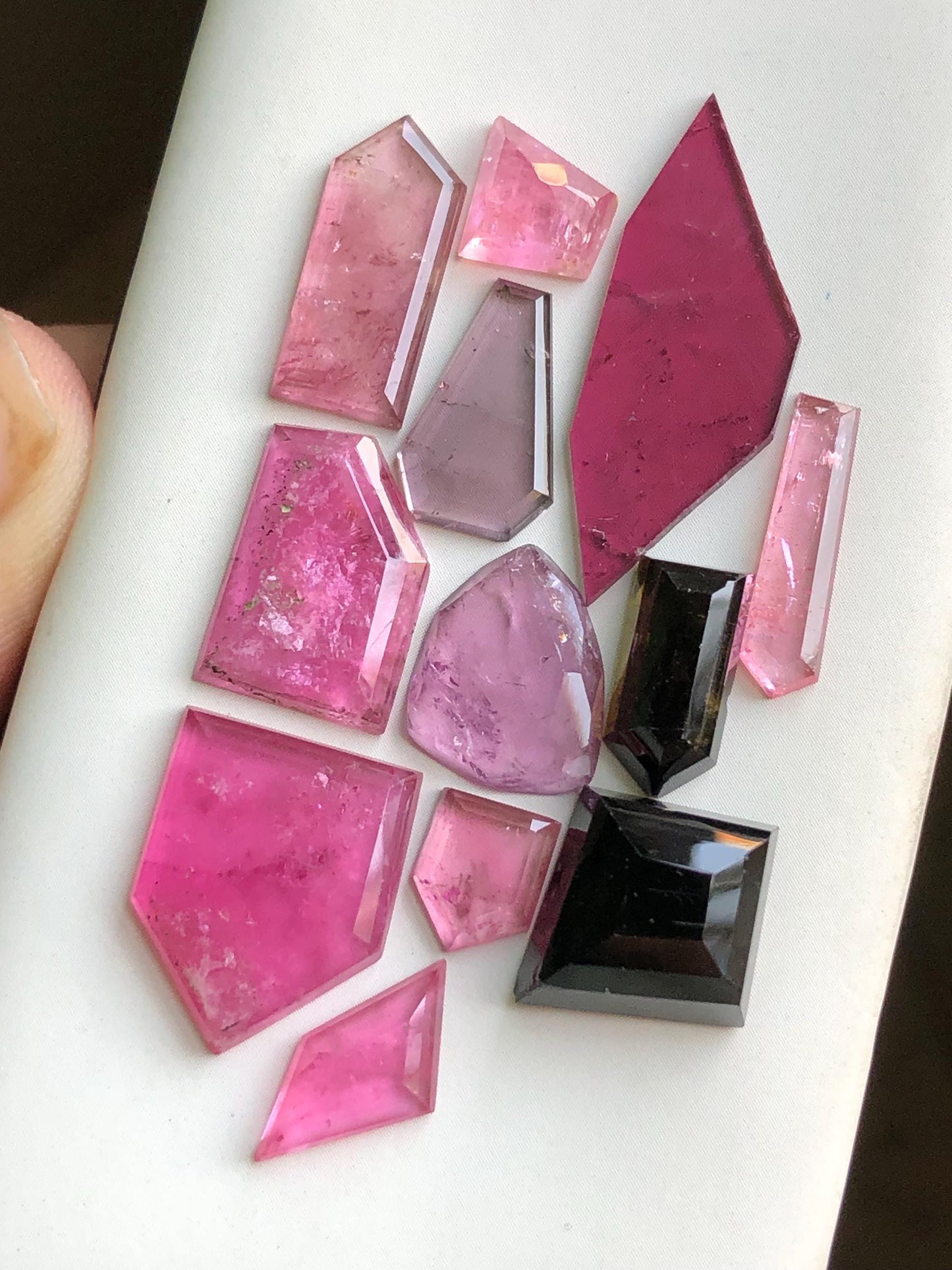 39.70 cts geometry shapes pink tourmaline rose cut lot