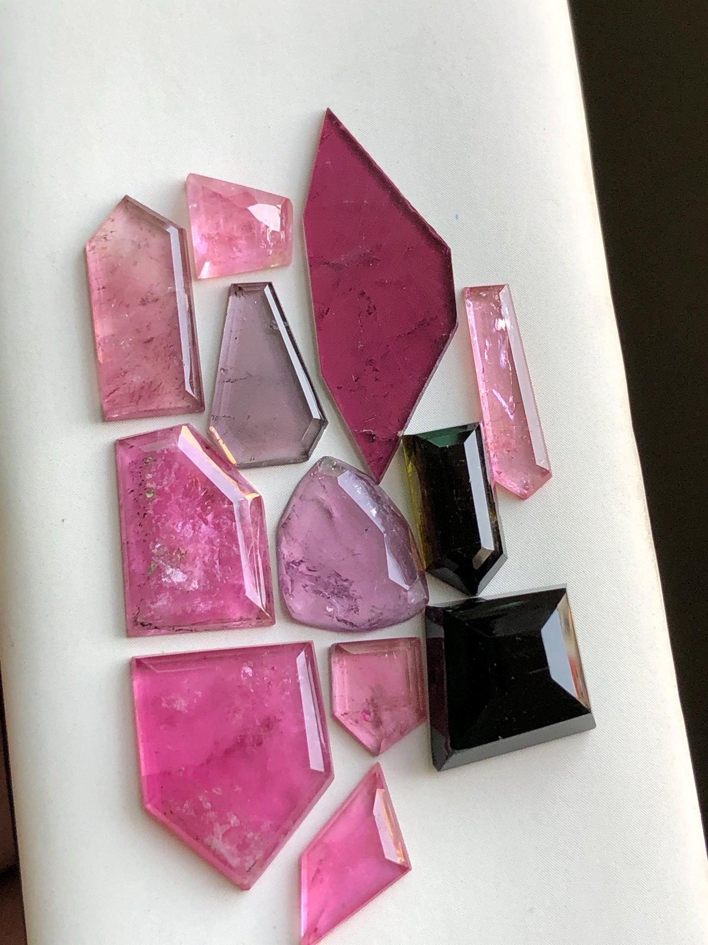 39.70 cts geometry shapes pink tourmaline rose cut lot