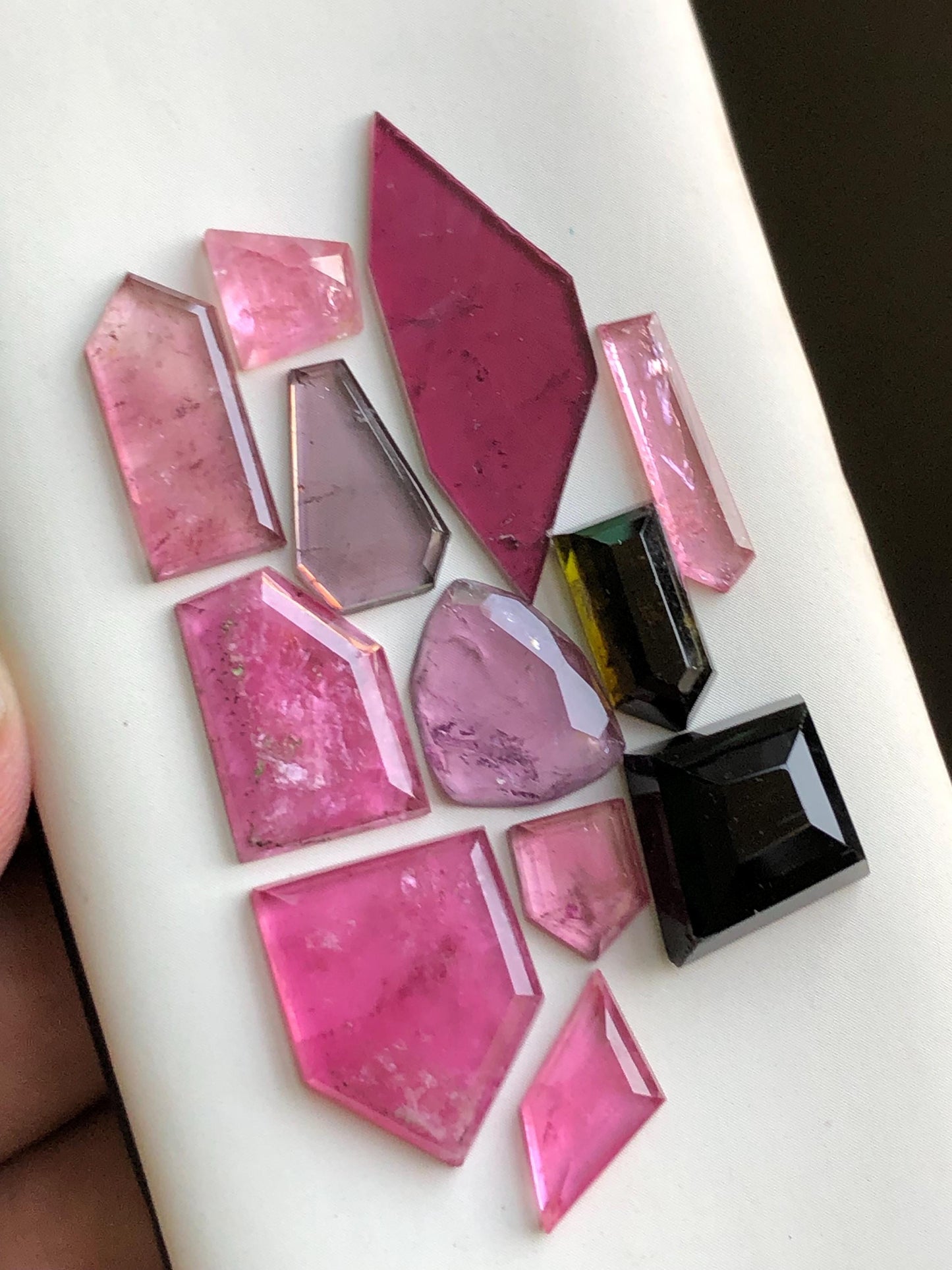 39.70 cts geometry shapes pink tourmaline rose cut lot