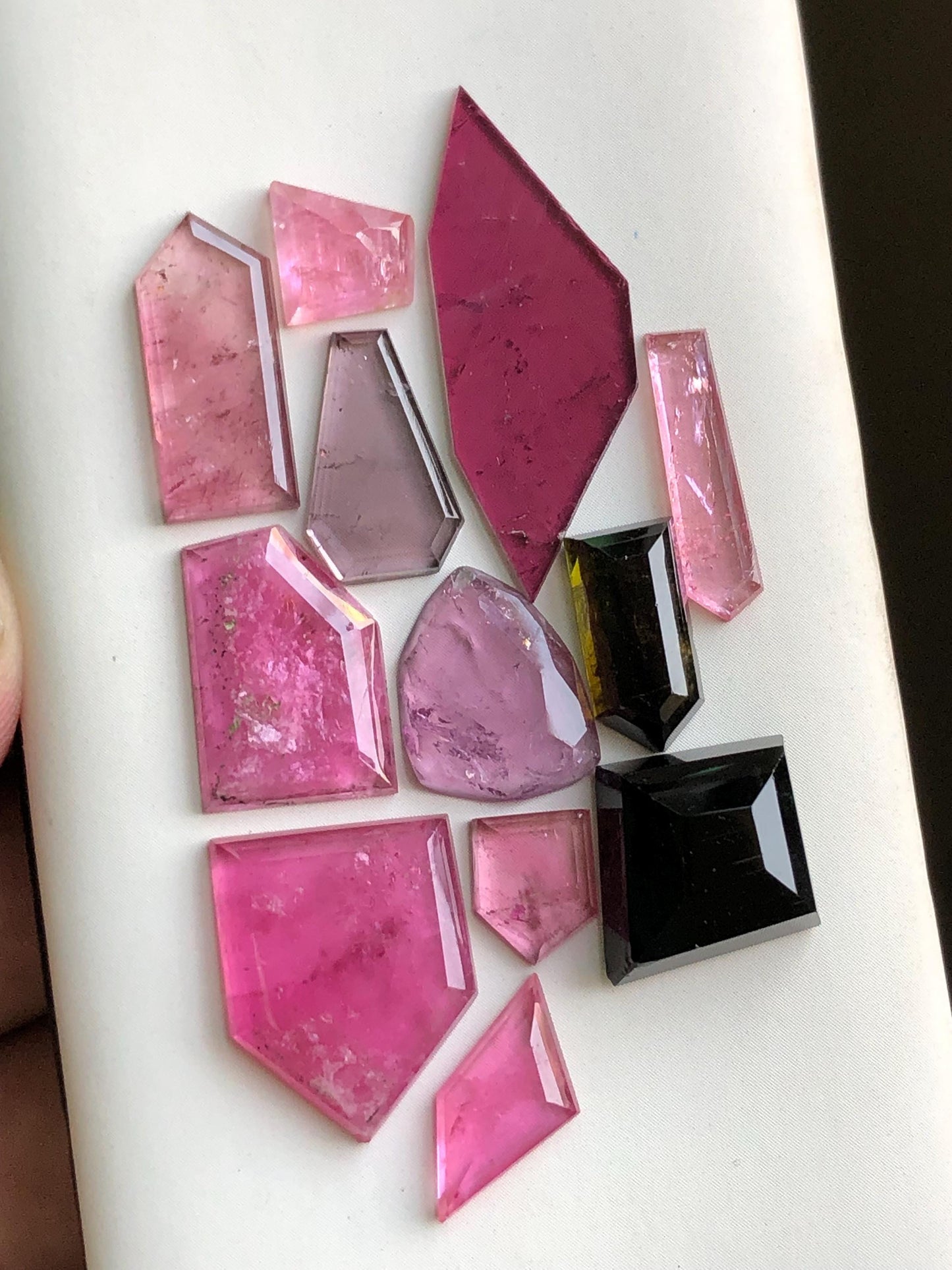 39.70 cts geometry shapes pink tourmaline rose cut lot