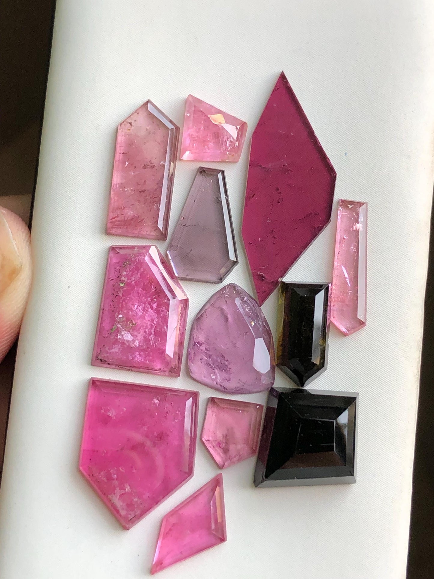 39.70 cts geometry shapes pink tourmaline rose cut lot