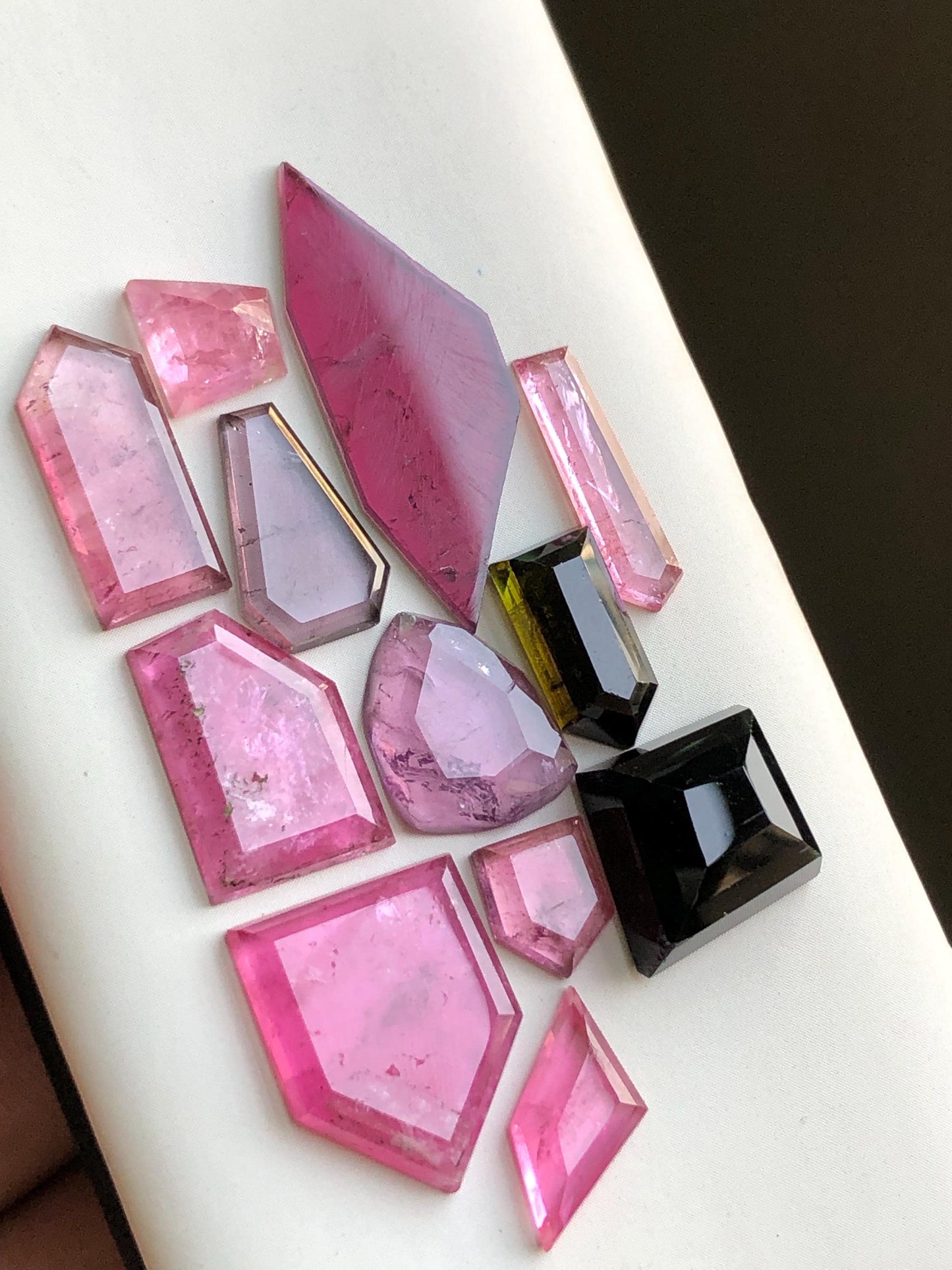 39.70 cts geometry shapes pink tourmaline rose cut lot