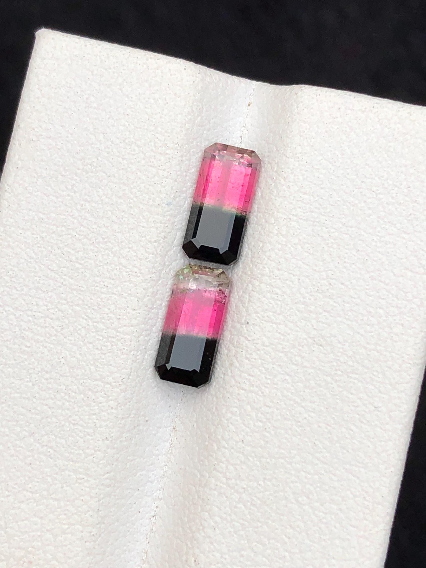 2.20 carats unique bi colour tourmaline pair