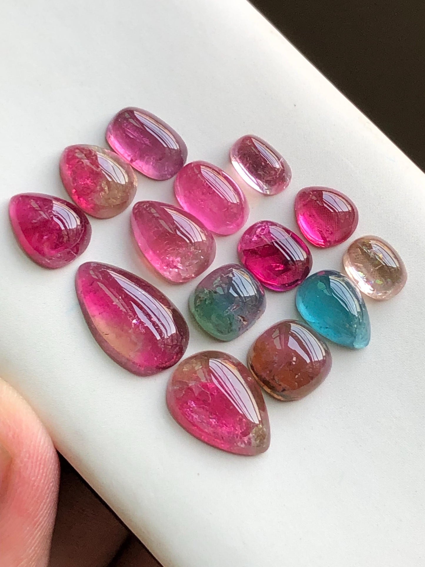 26.60 carats Bi colour and pink Tourmaline cabochons lot origin Afghanistan kunar mine