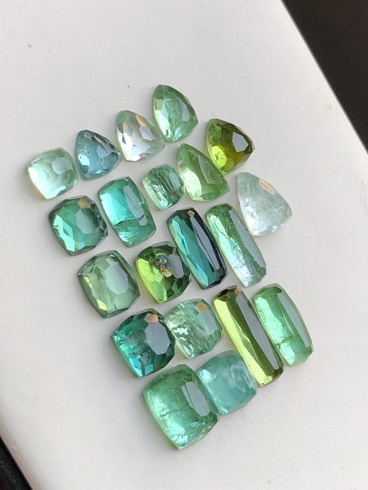 26.30 carats Bluish green tourmaline rose cuts lot origin Afghanistan kunar mine