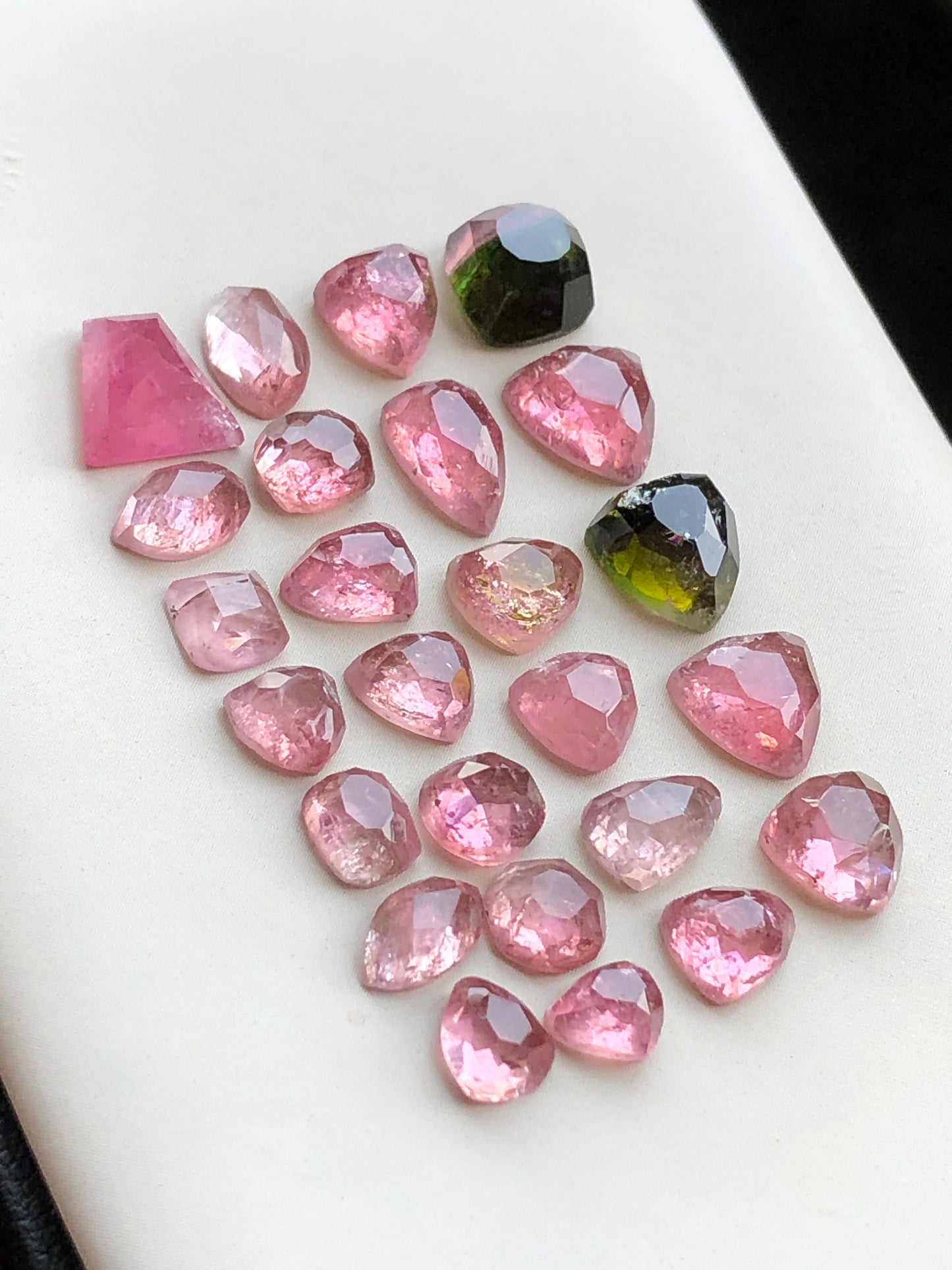 pink tourmaline rose cuts 28 carats