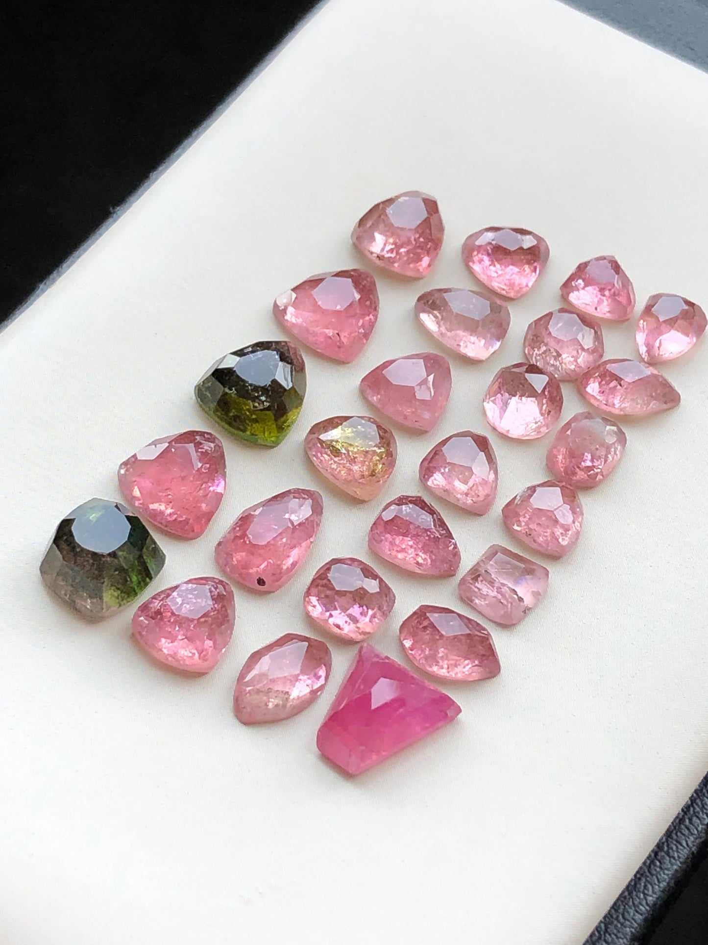 pink tourmaline rose cuts 28 carats