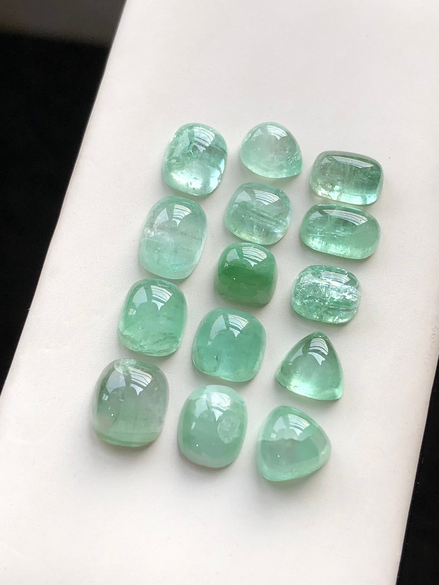 Mint green tourmaline cabochons 40.30 carats natural