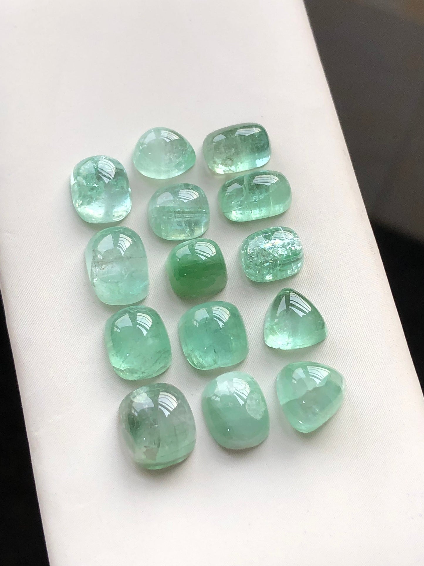 Mint green tourmaline cabochons 40.30 carats natural