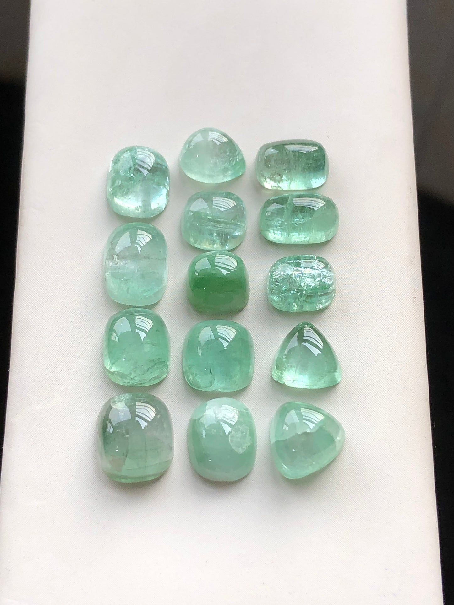 Mint green tourmaline cabochons 40.30 carats natural