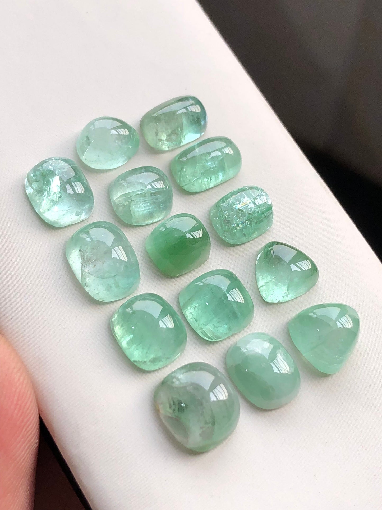 Mint green tourmaline cabochons 40.30 carats natural