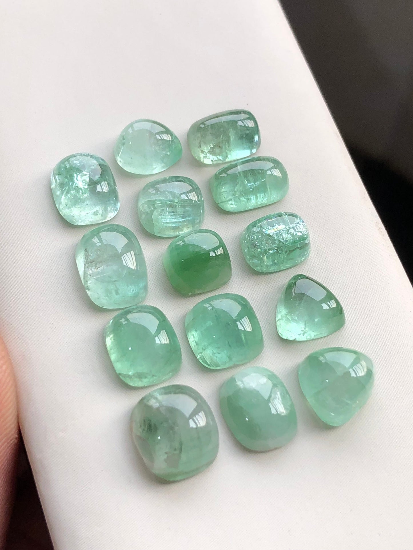 Mint green tourmaline cabochons 40.30 carats natural