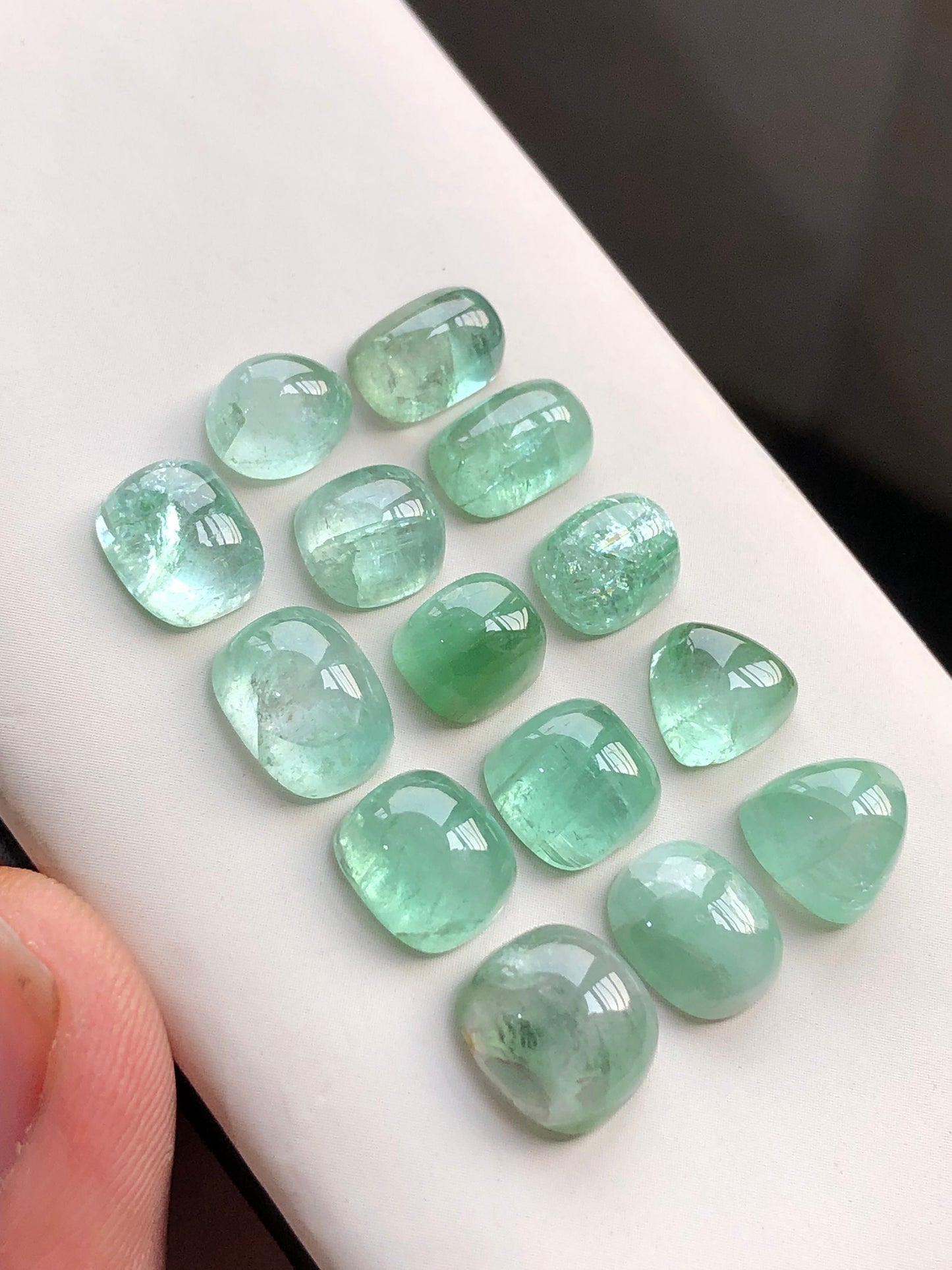 Mint green tourmaline cabochons 40.30 carats natural