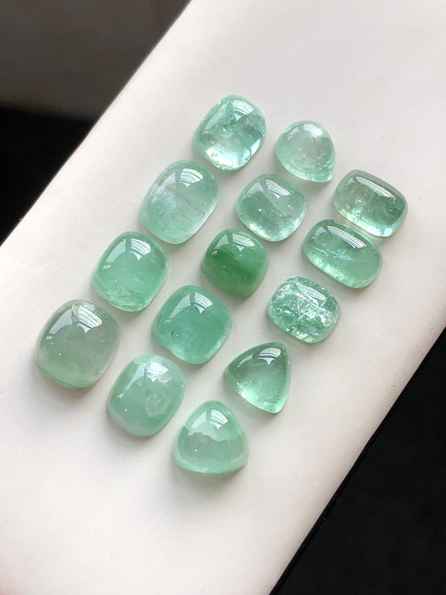 Mint green tourmaline cabochons 40.30 carats natural