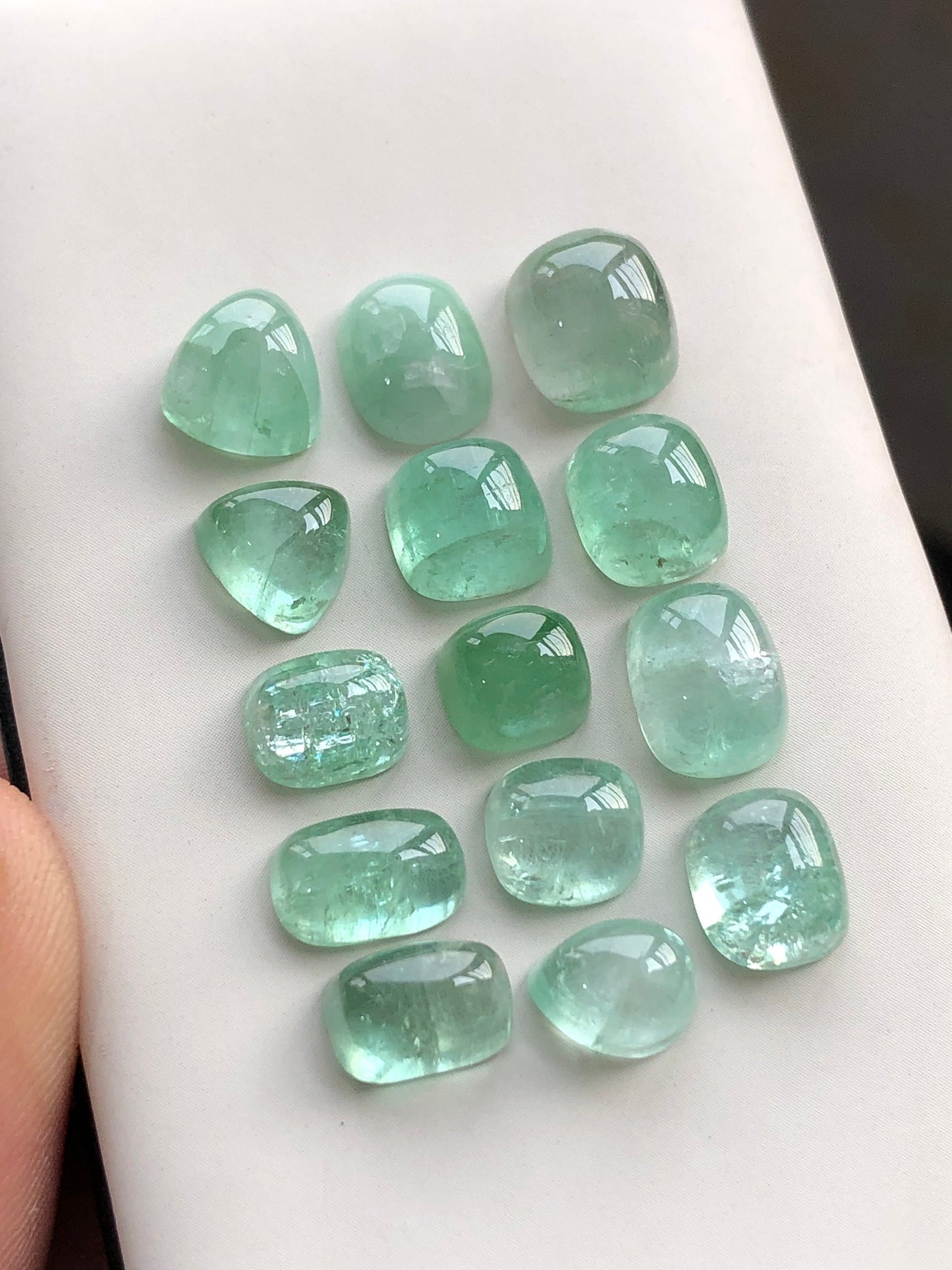 Mint green tourmaline cabochons 40.30 carats natural