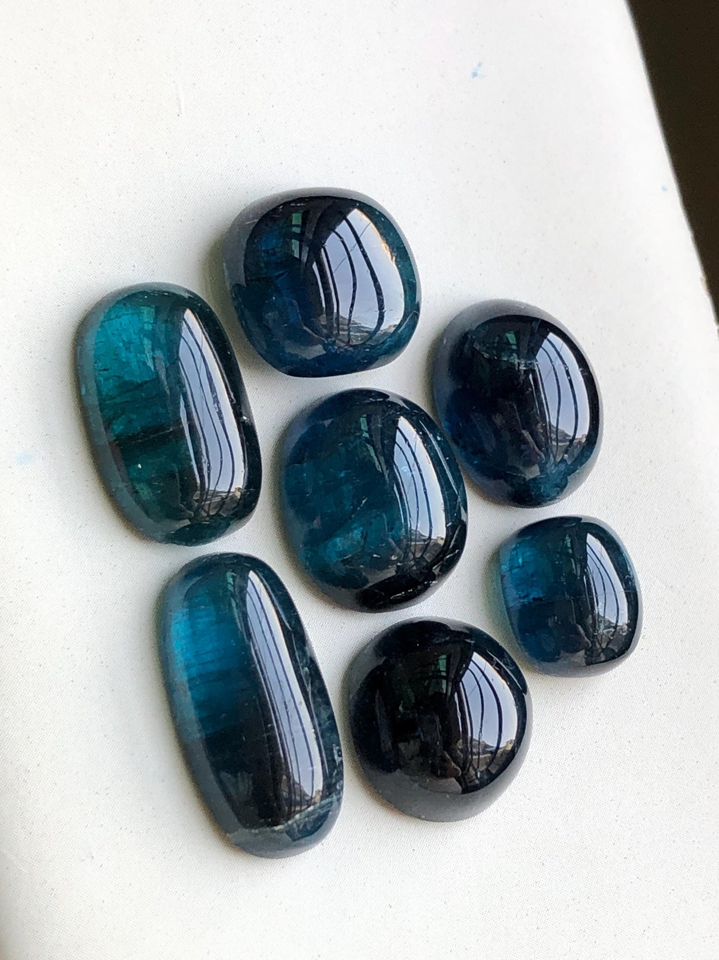 56.70 carats Dark ink blue tourmaline cabochons lot