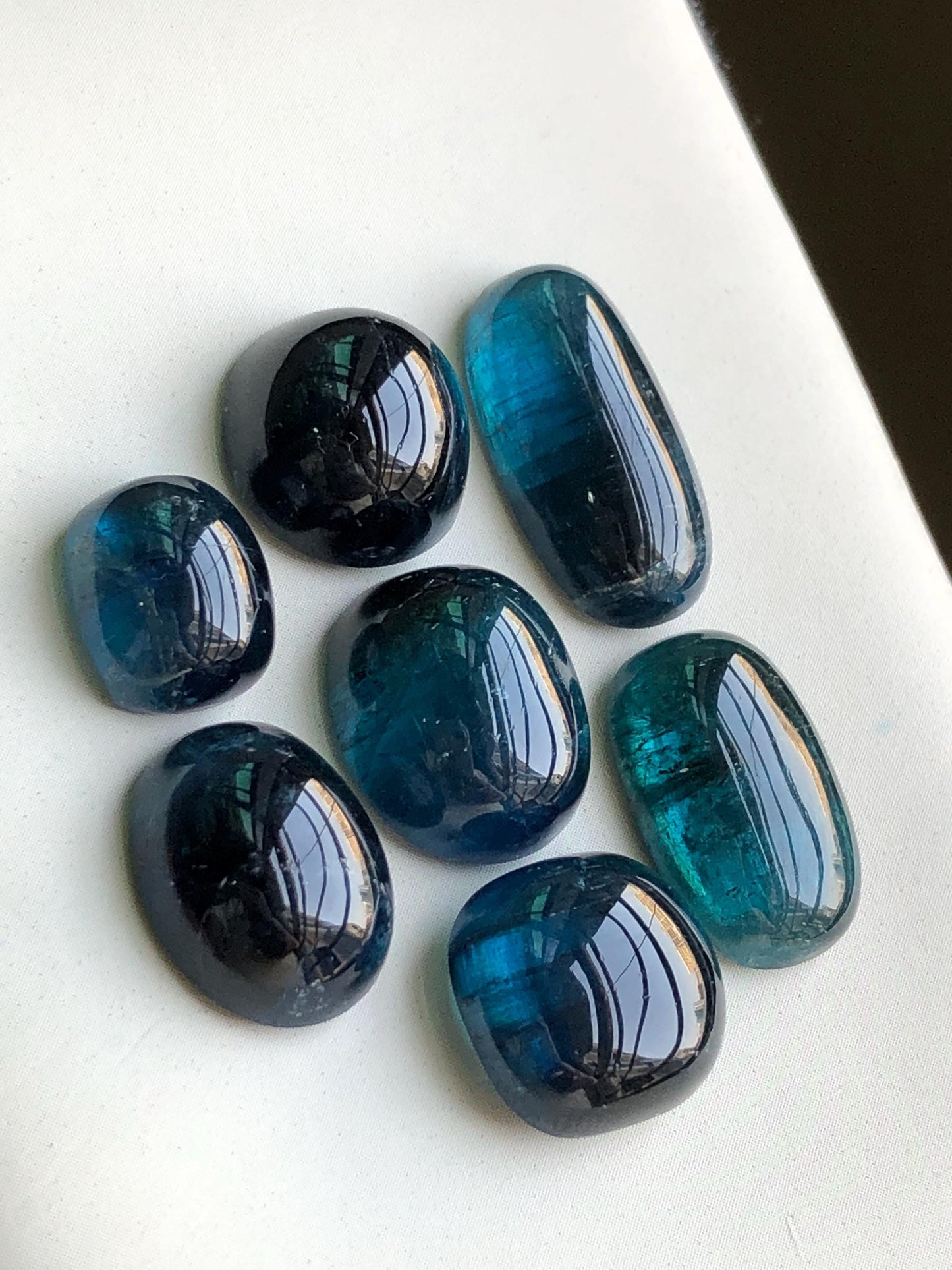 56.70 carats Dark ink blue tourmaline cabochons lot