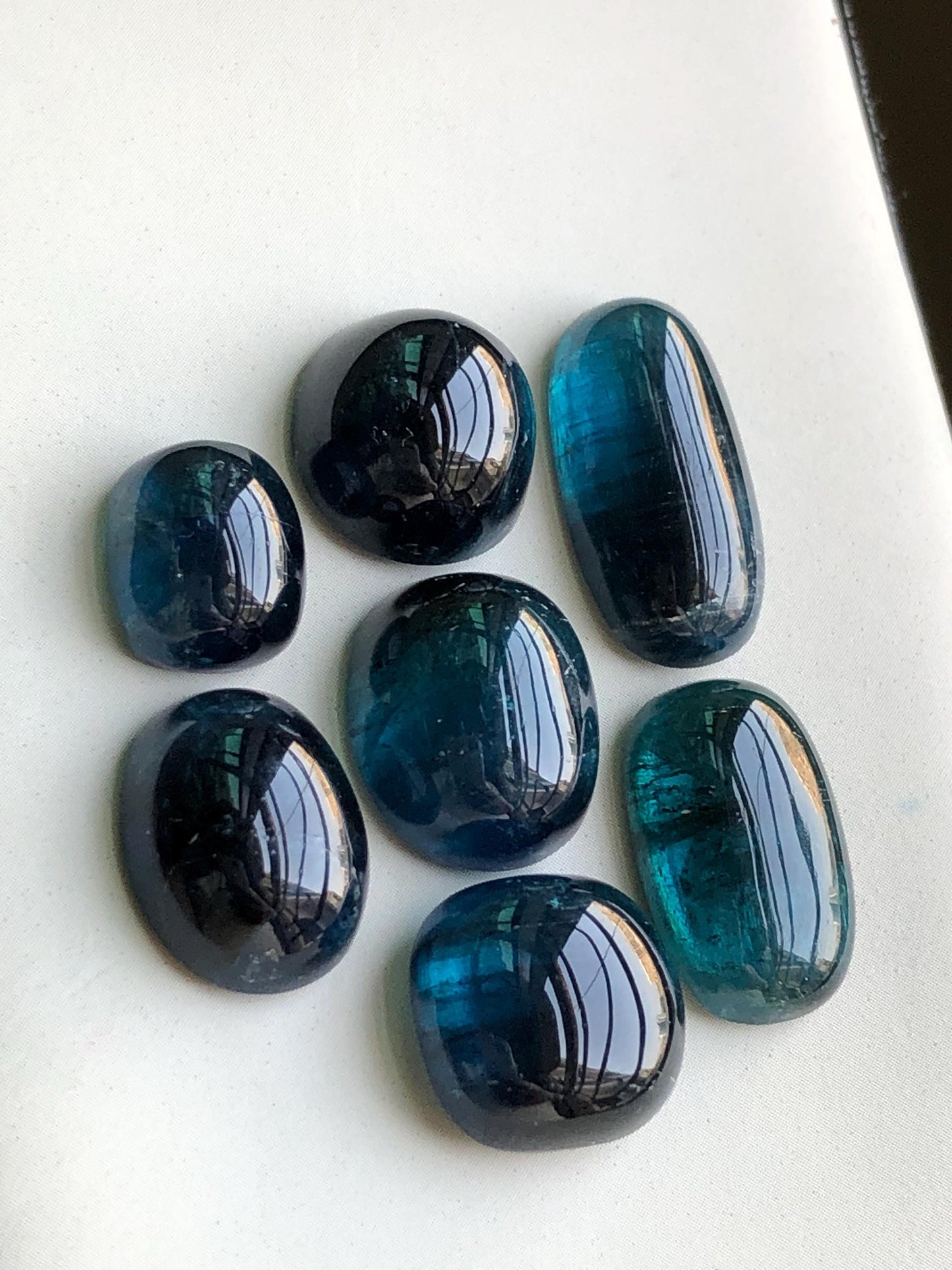 56.70 carats Dark ink blue tourmaline cabochons lot