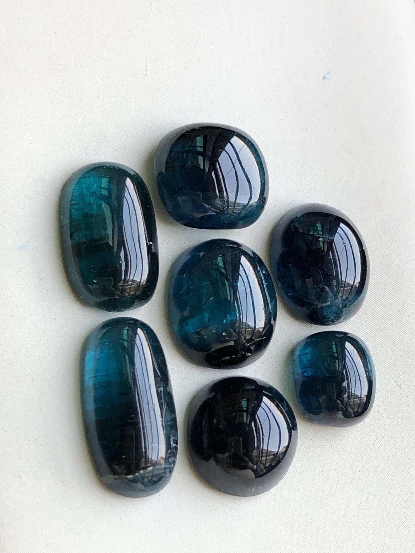 56.70 carats Dark ink blue tourmaline cabochons lot