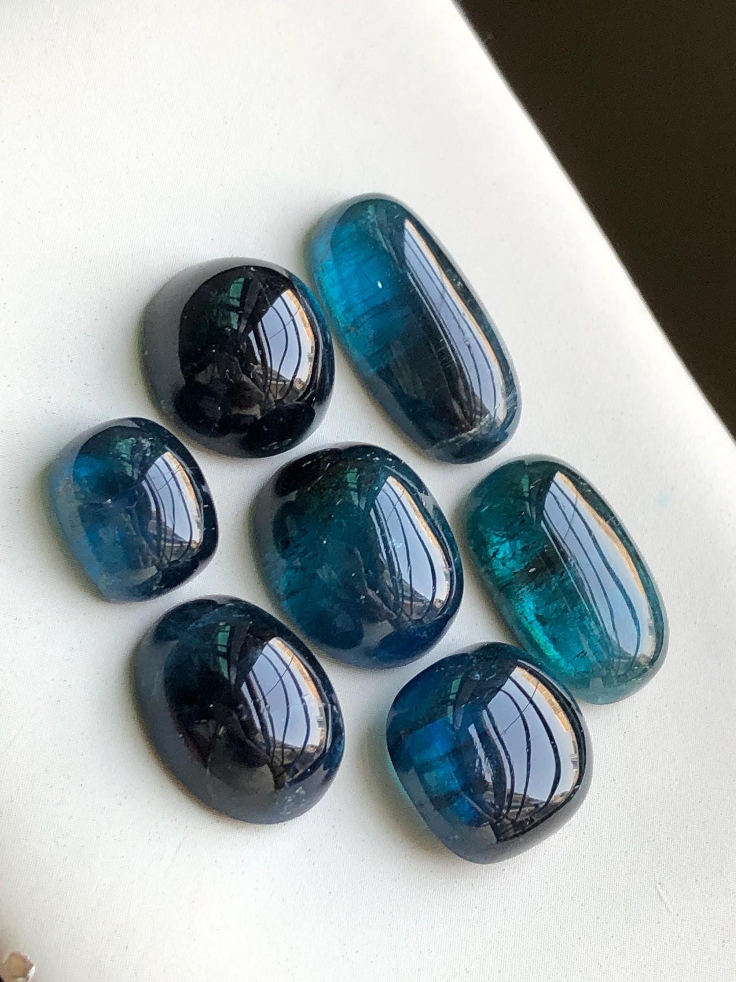 56.70 carats Dark ink blue tourmaline cabochons lot