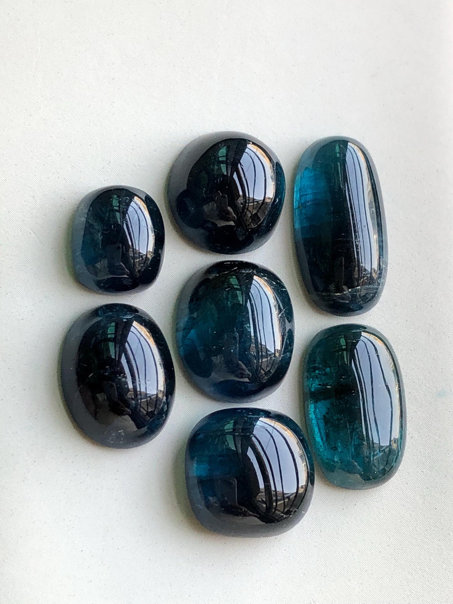 56.70 carats Dark ink blue tourmaline cabochons lot