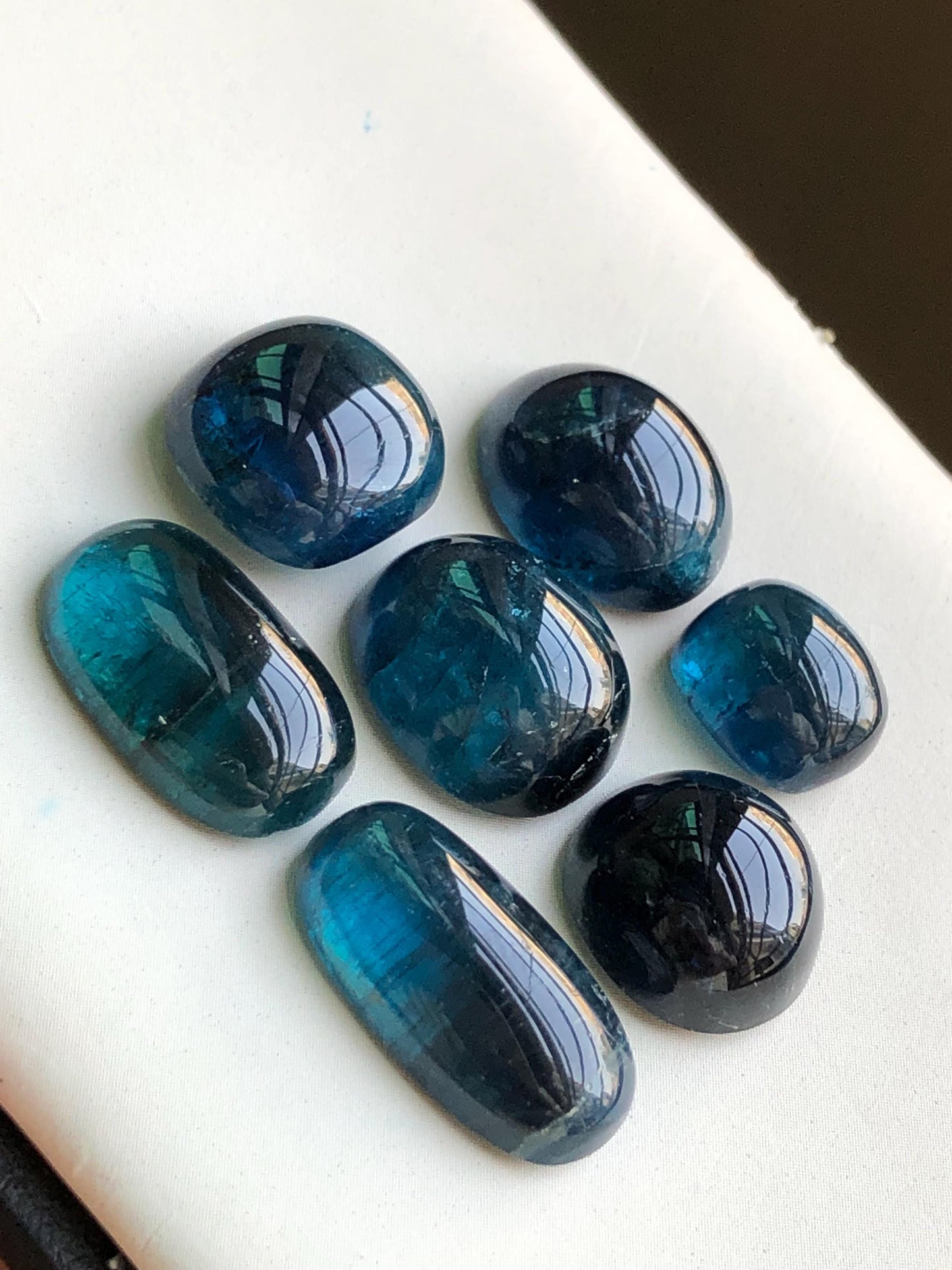 56.70 carats Dark ink blue tourmaline cabochons lot