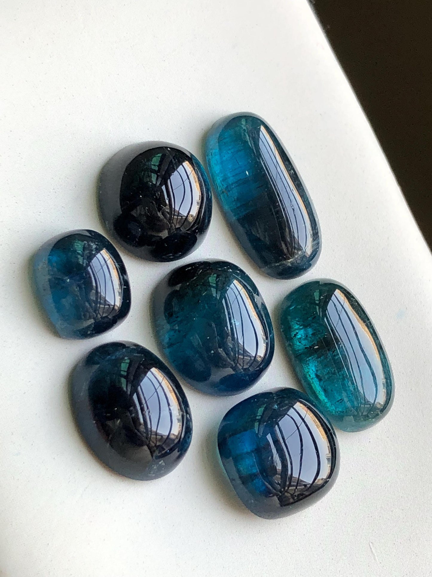 56.70 carats Dark ink blue tourmaline cabochons lot