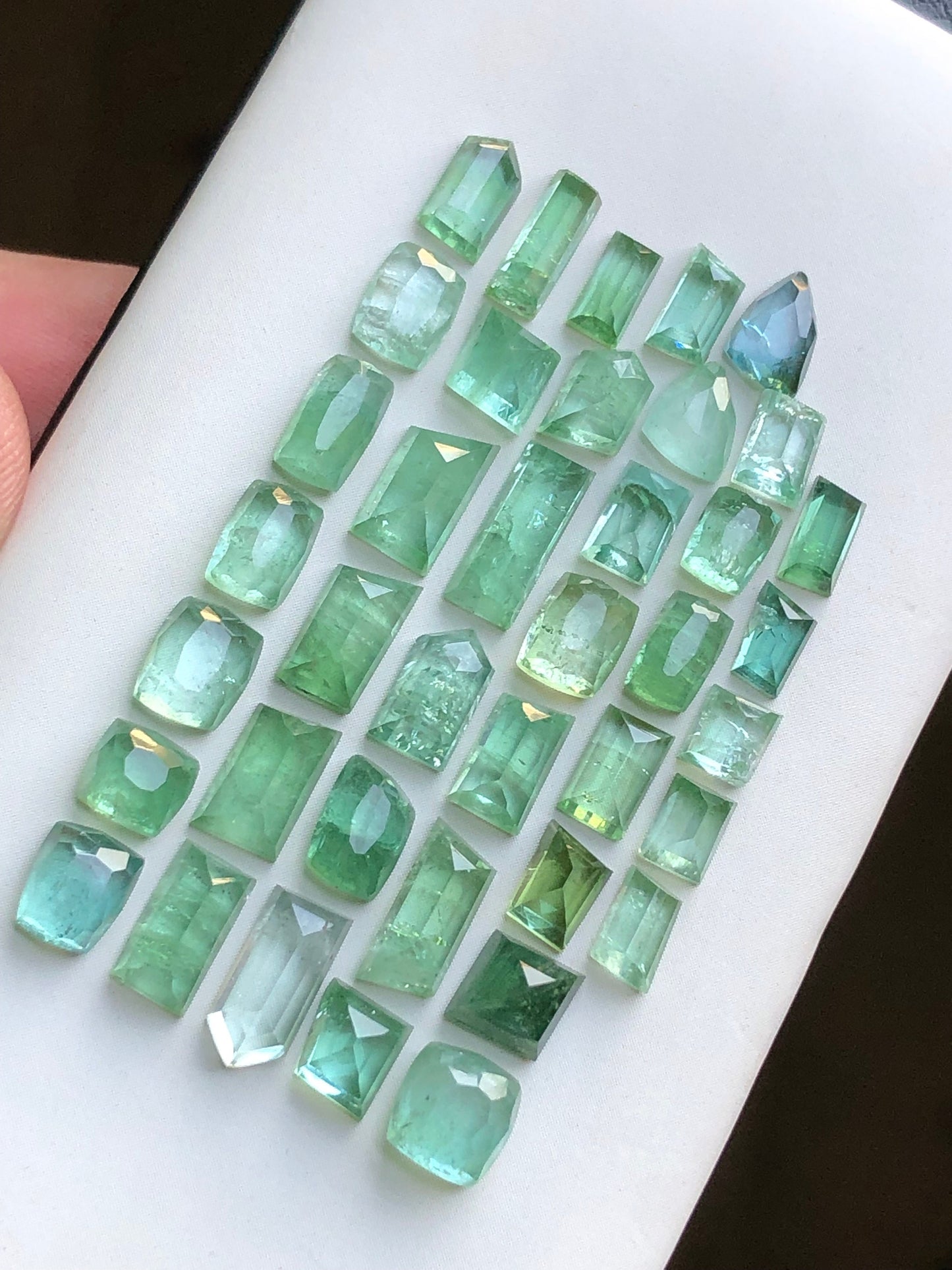 Mint green tourmaline rose cut lot 33.40 carats