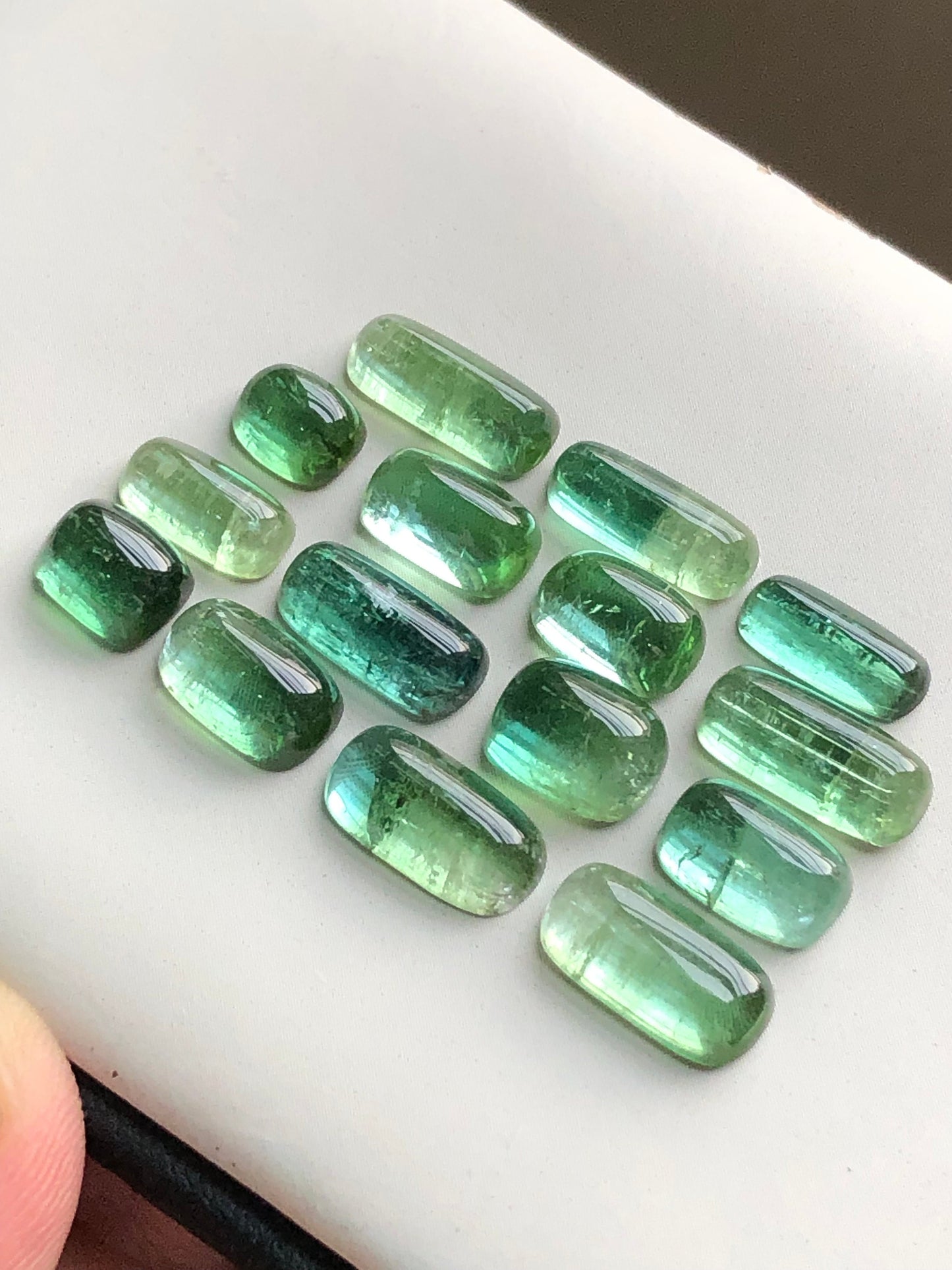 Natural bluish green tourmaline cabochons lot 31.40 carats