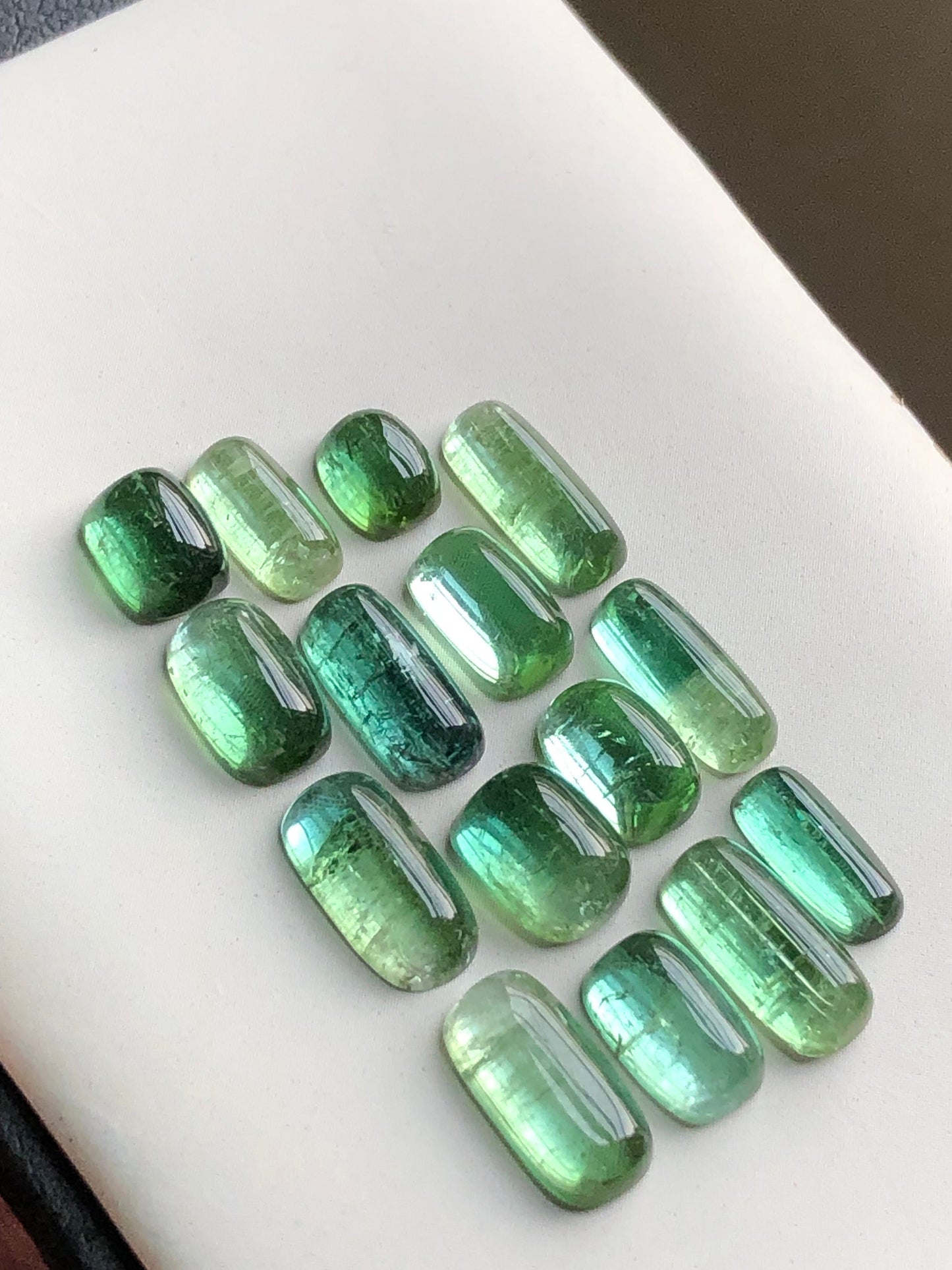 Natural bluish green tourmaline cabochons lot 31.40 carats