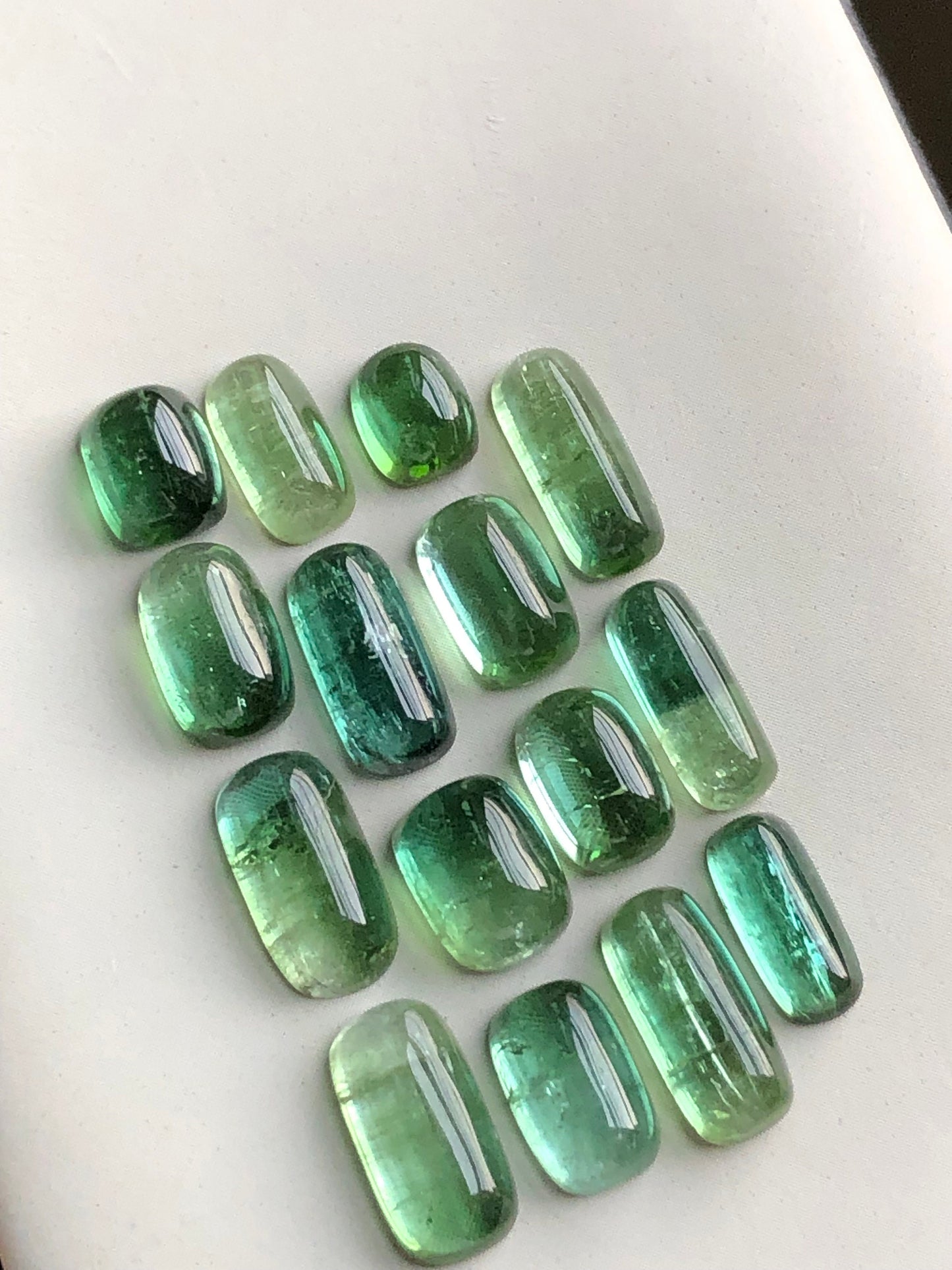 Natural bluish green tourmaline cabochons lot 31.40 carats