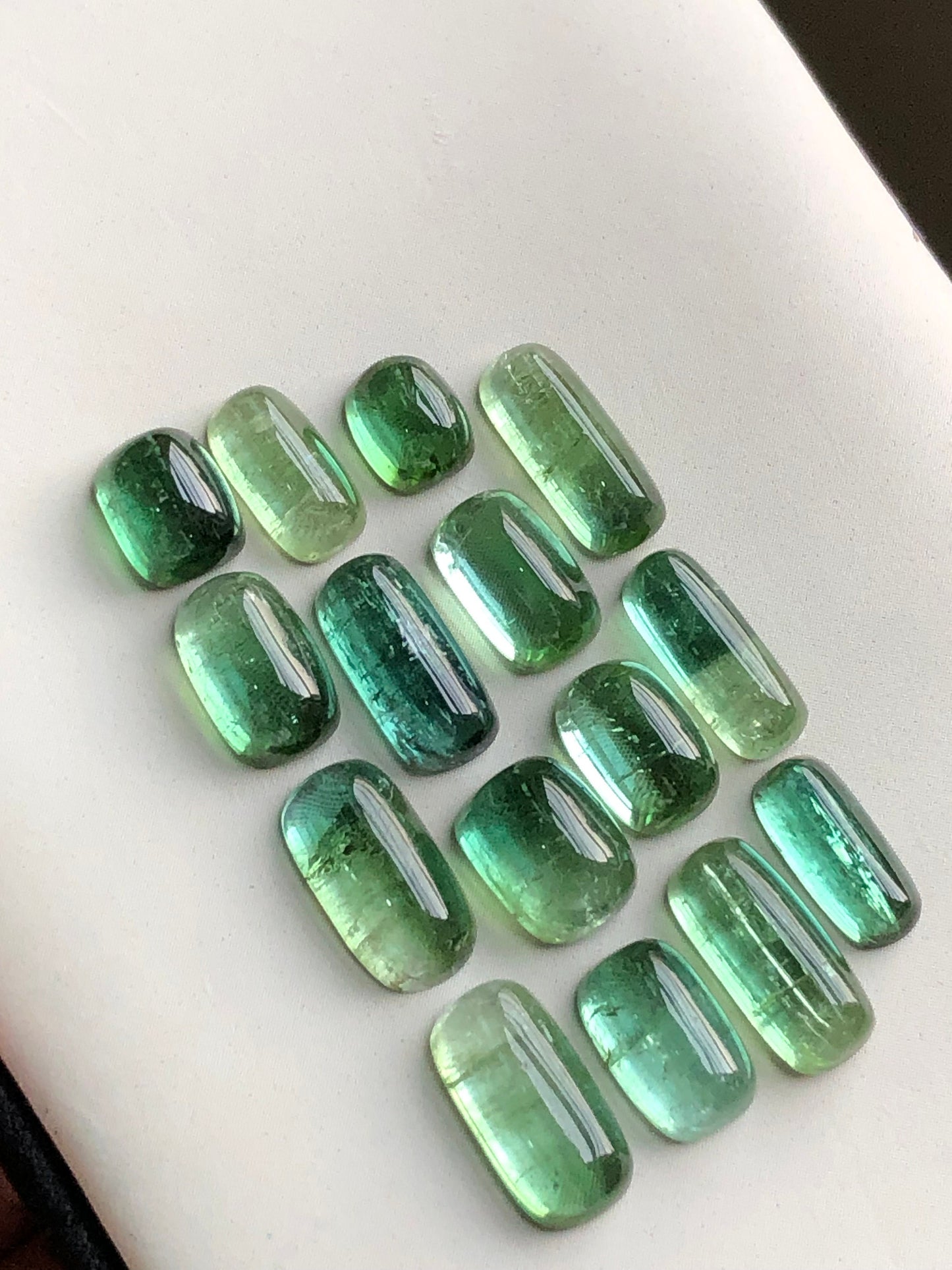 Natural bluish green tourmaline cabochons lot 31.40 carats